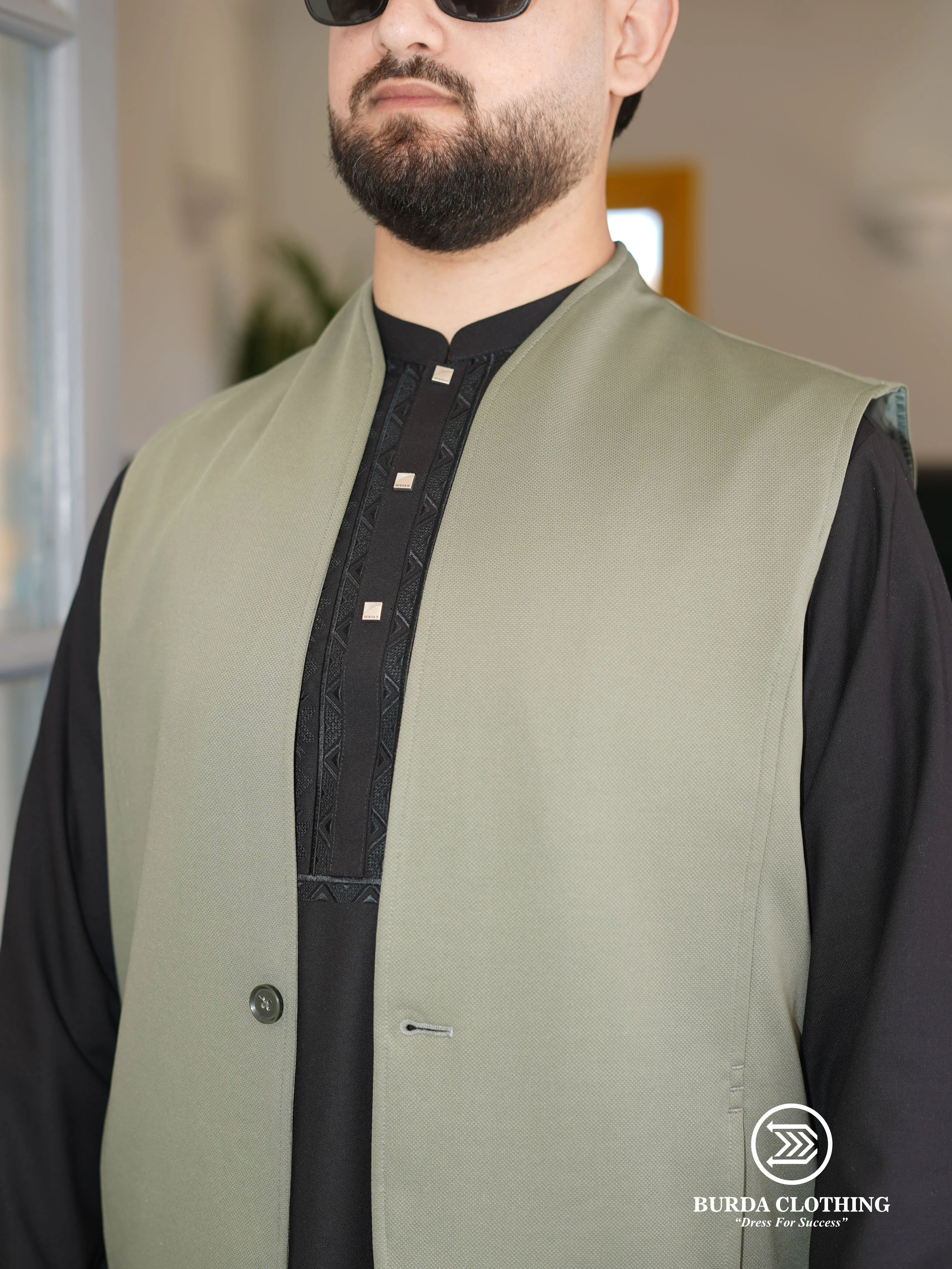 Mens Waistcoat- Lime Green - Image 3