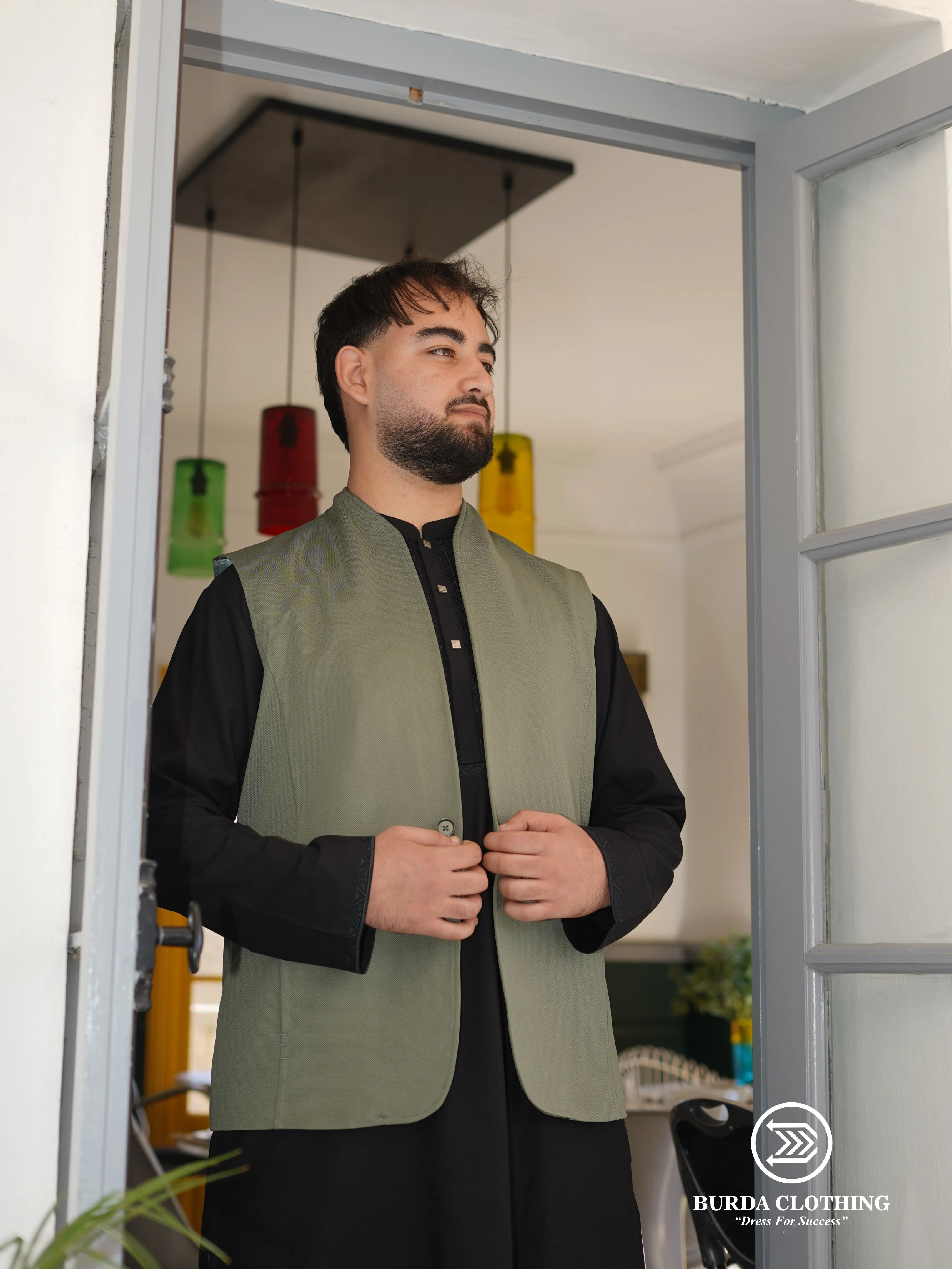 Mens Waistcoat- Lime Green - Image 4