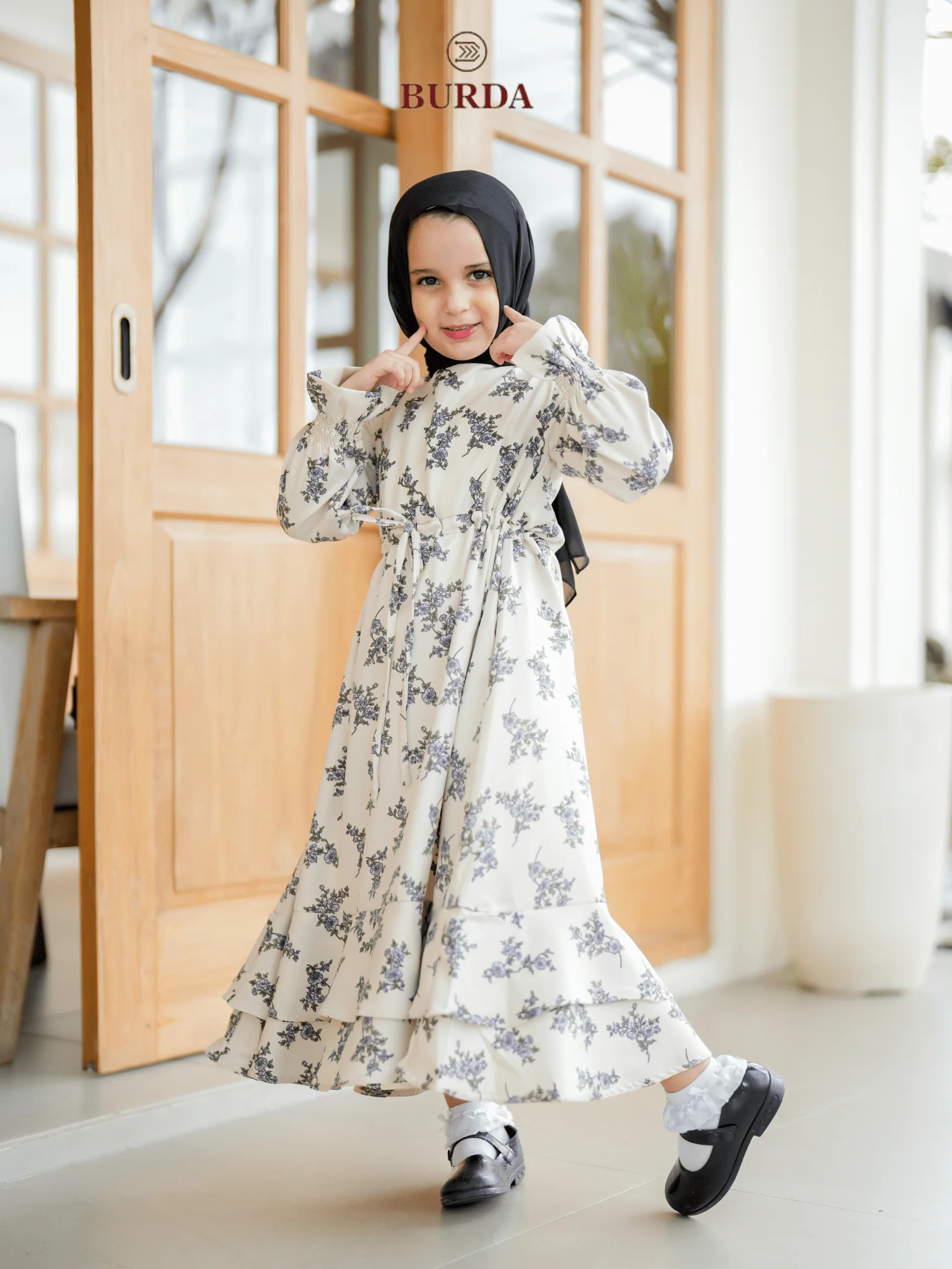 Kid's Bone Floral Dress - Image 4