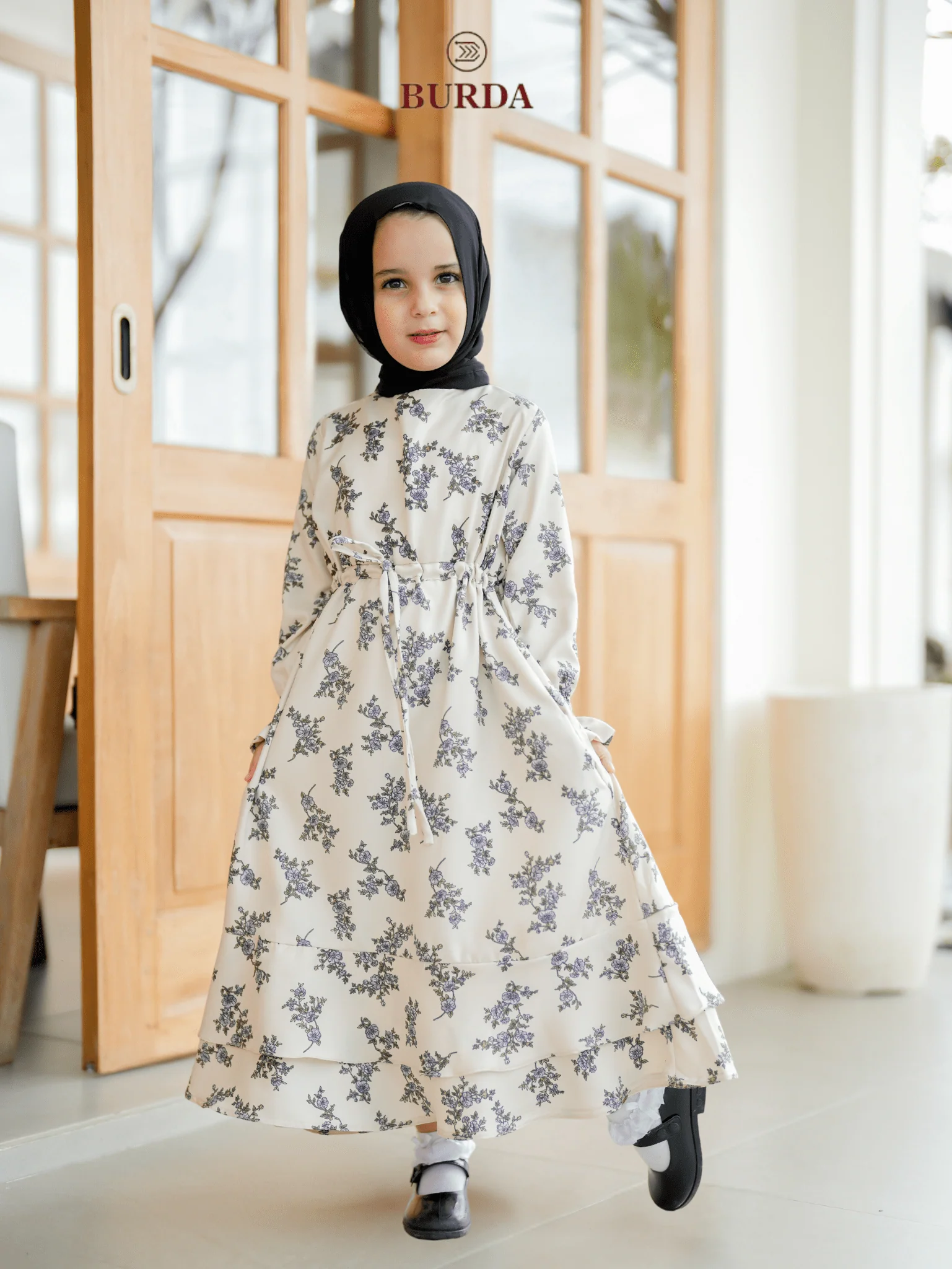 Kid's Bone Floral Dress - Image 5