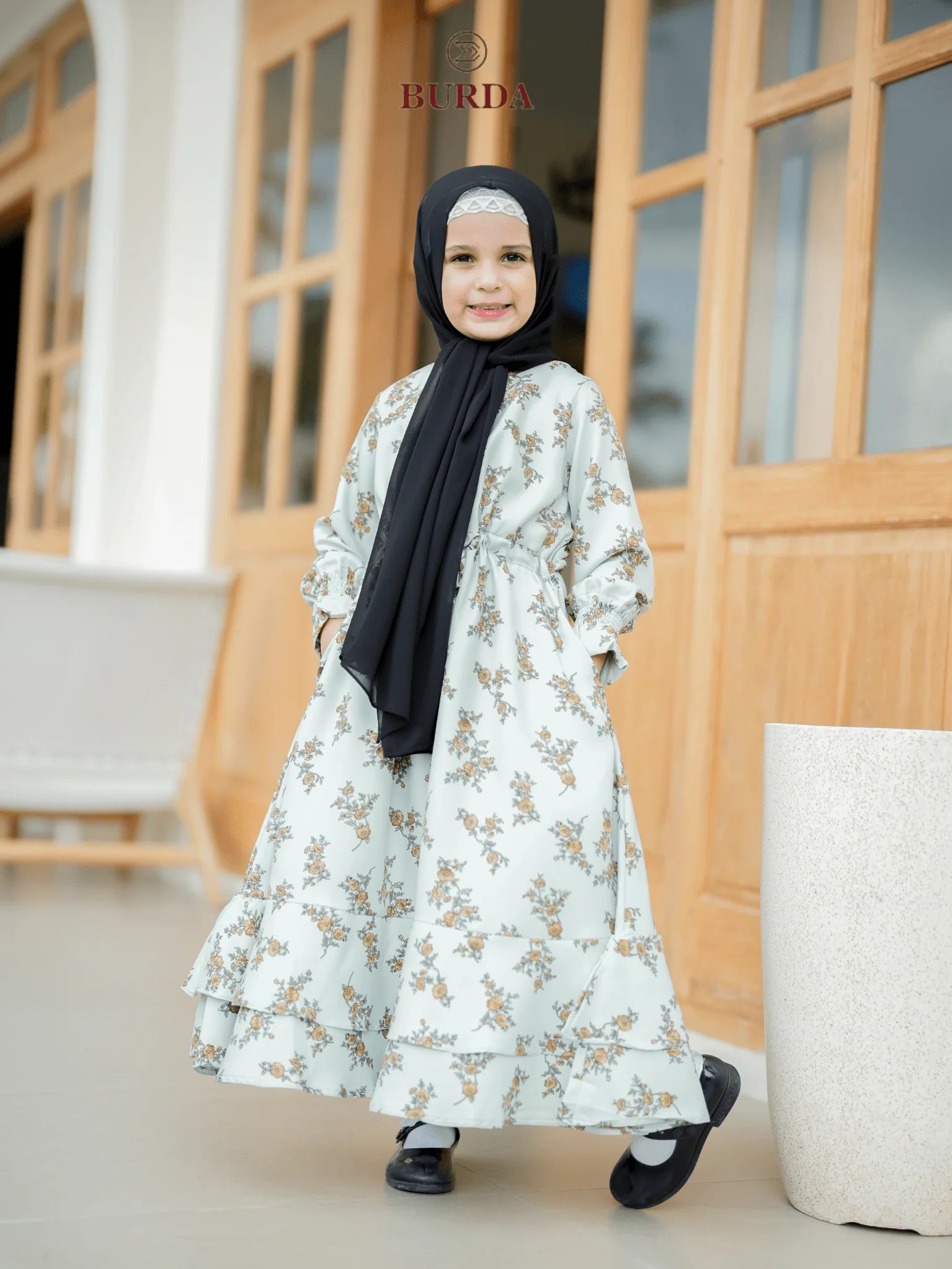 Kid's Light Green Floral Dress - Image 8