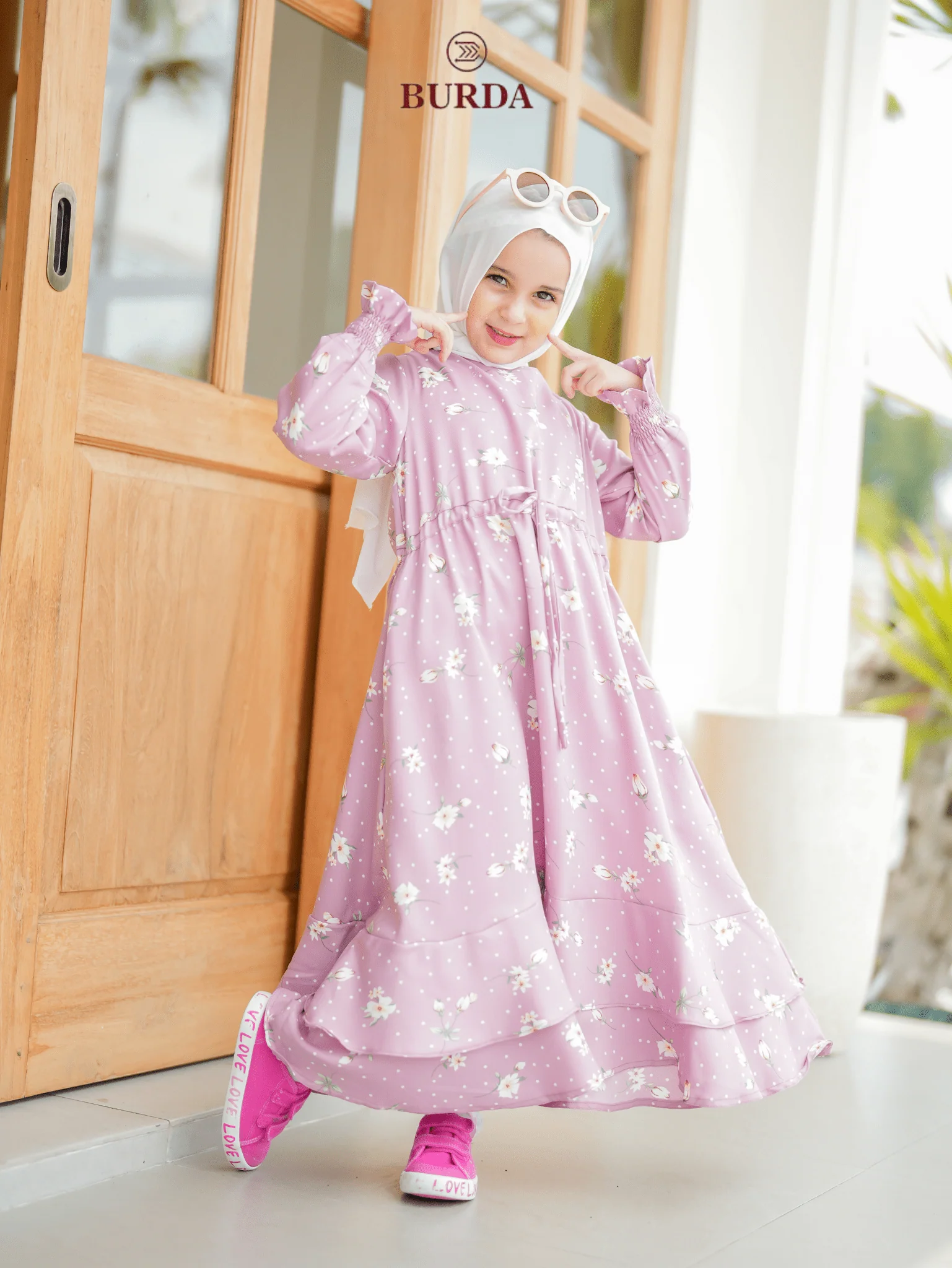 Kid's Pink Floral Dress - Image 4