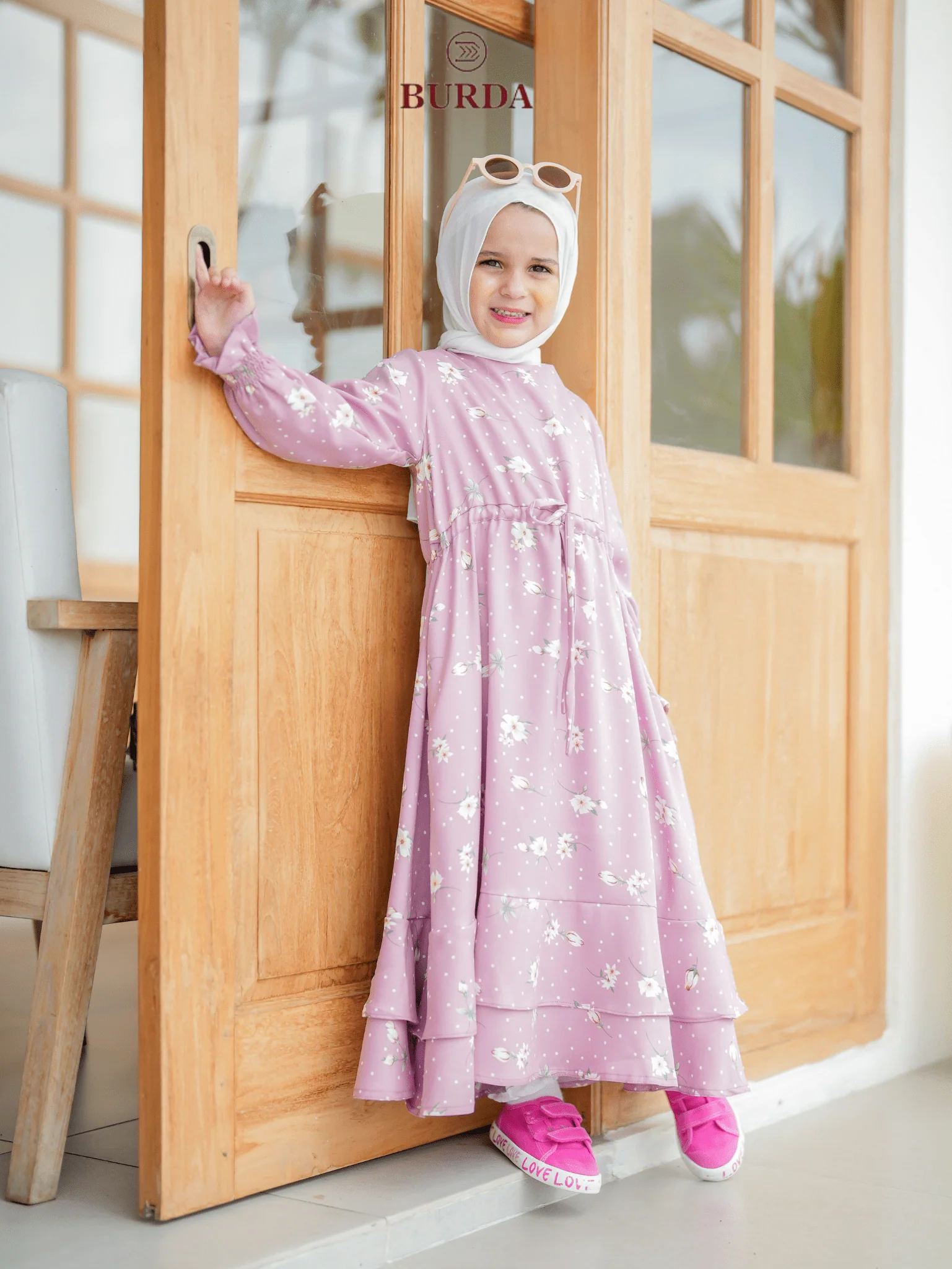 Kid's Pink Floral Dress - Image 8