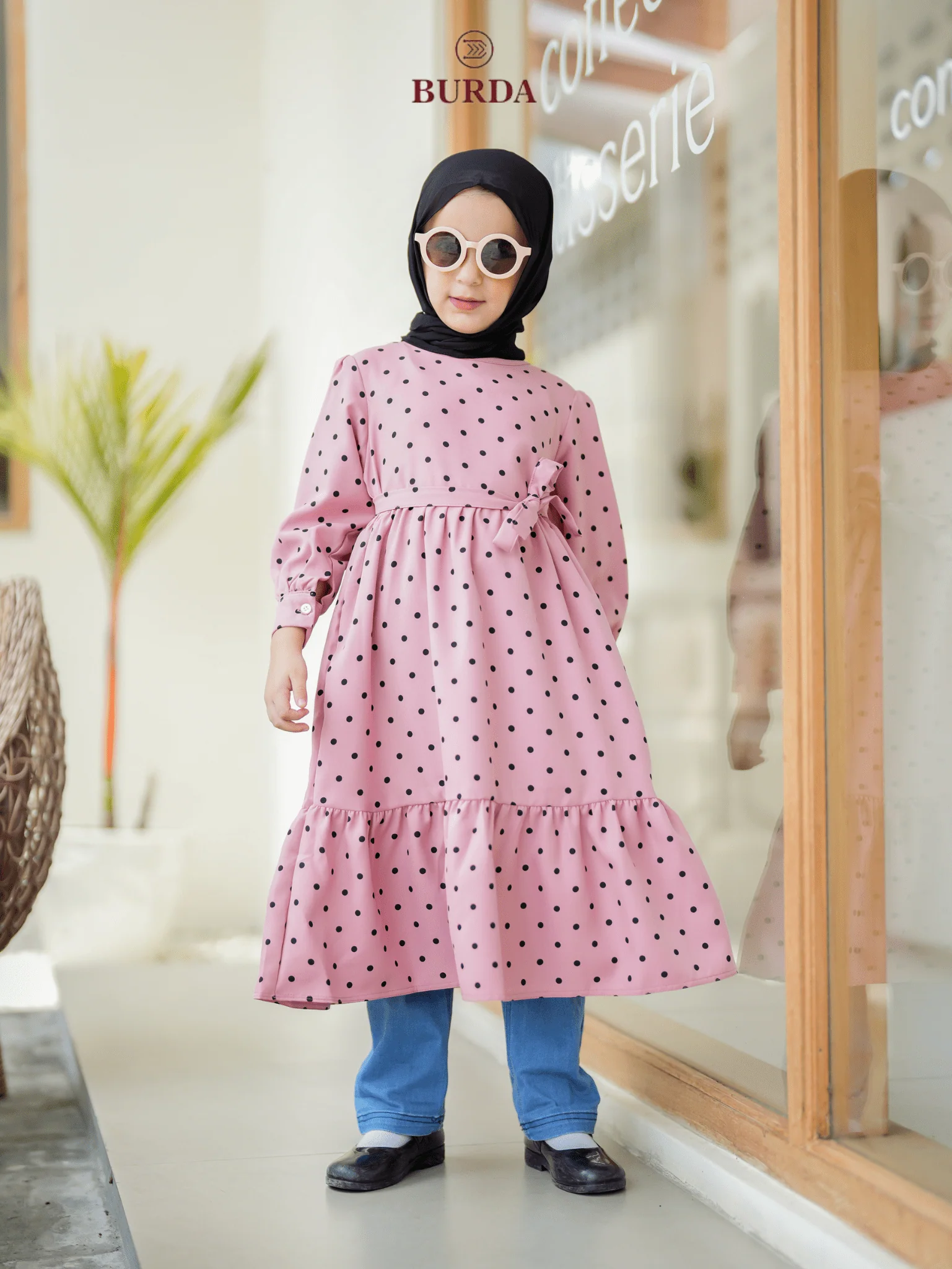 Kid's Pink Polka Dot Dress - Image 3