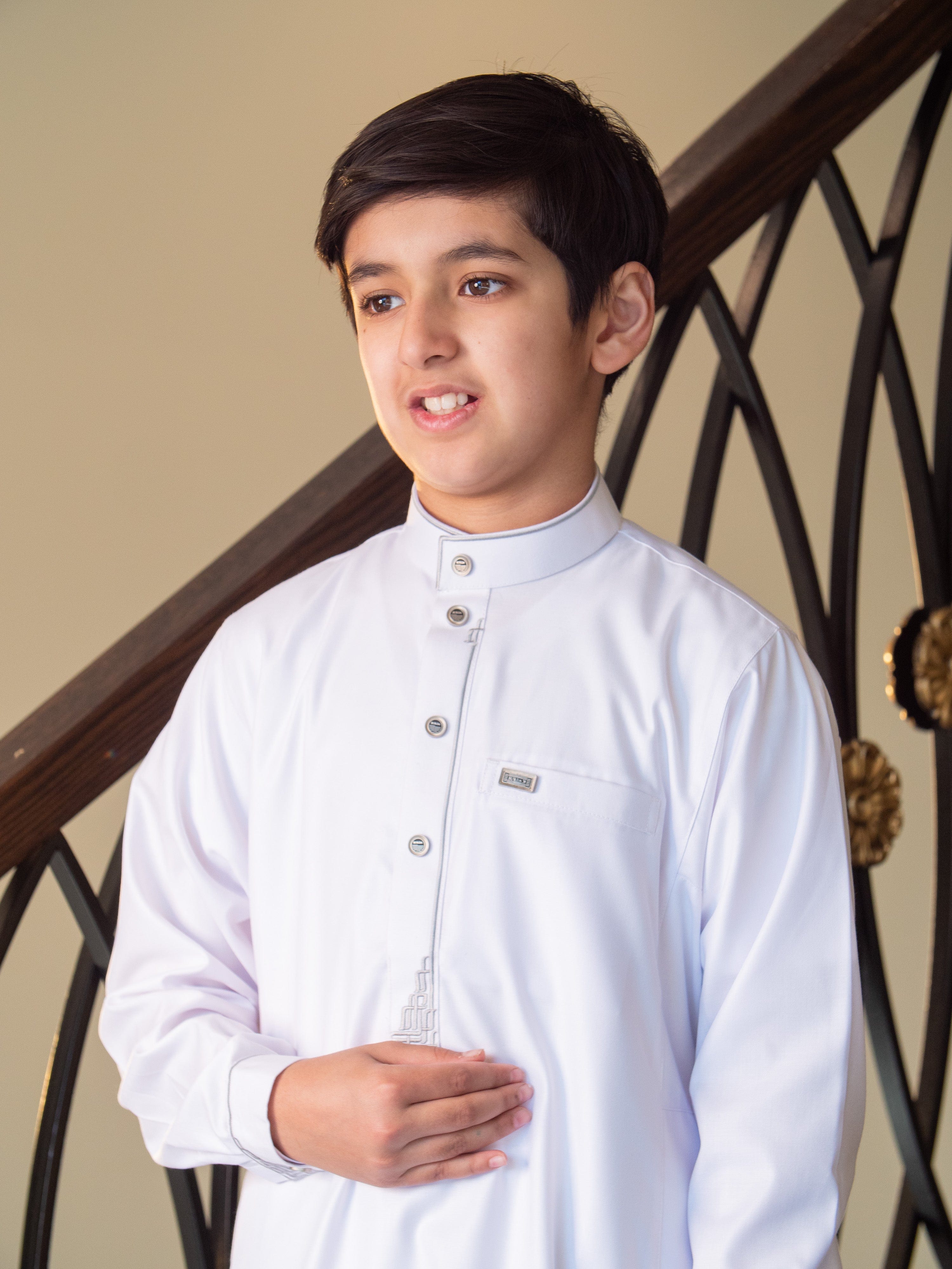Kids Premium Thobe 114B White - Image 12