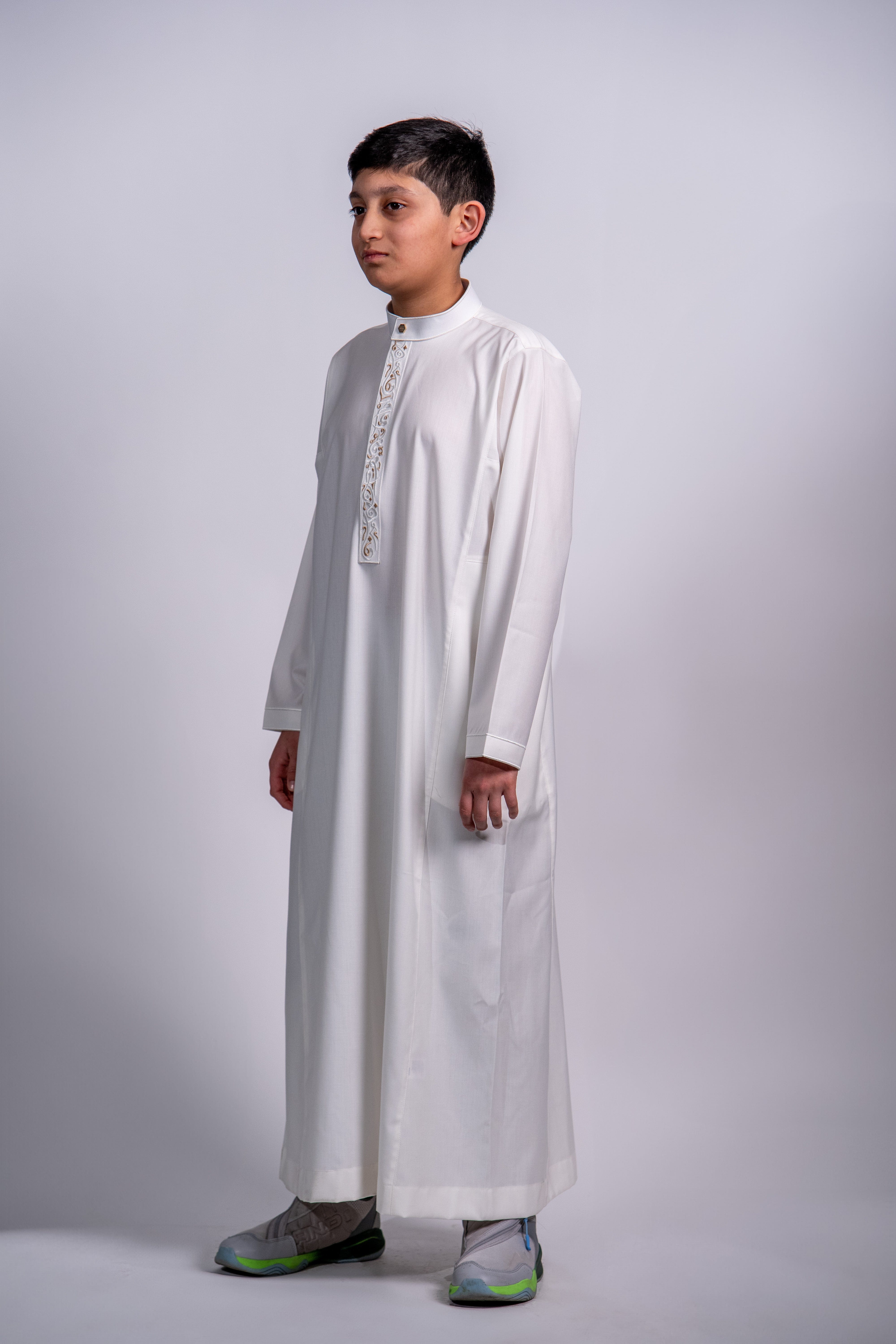 Kids Premium Thobe 213 Off White - Image 3