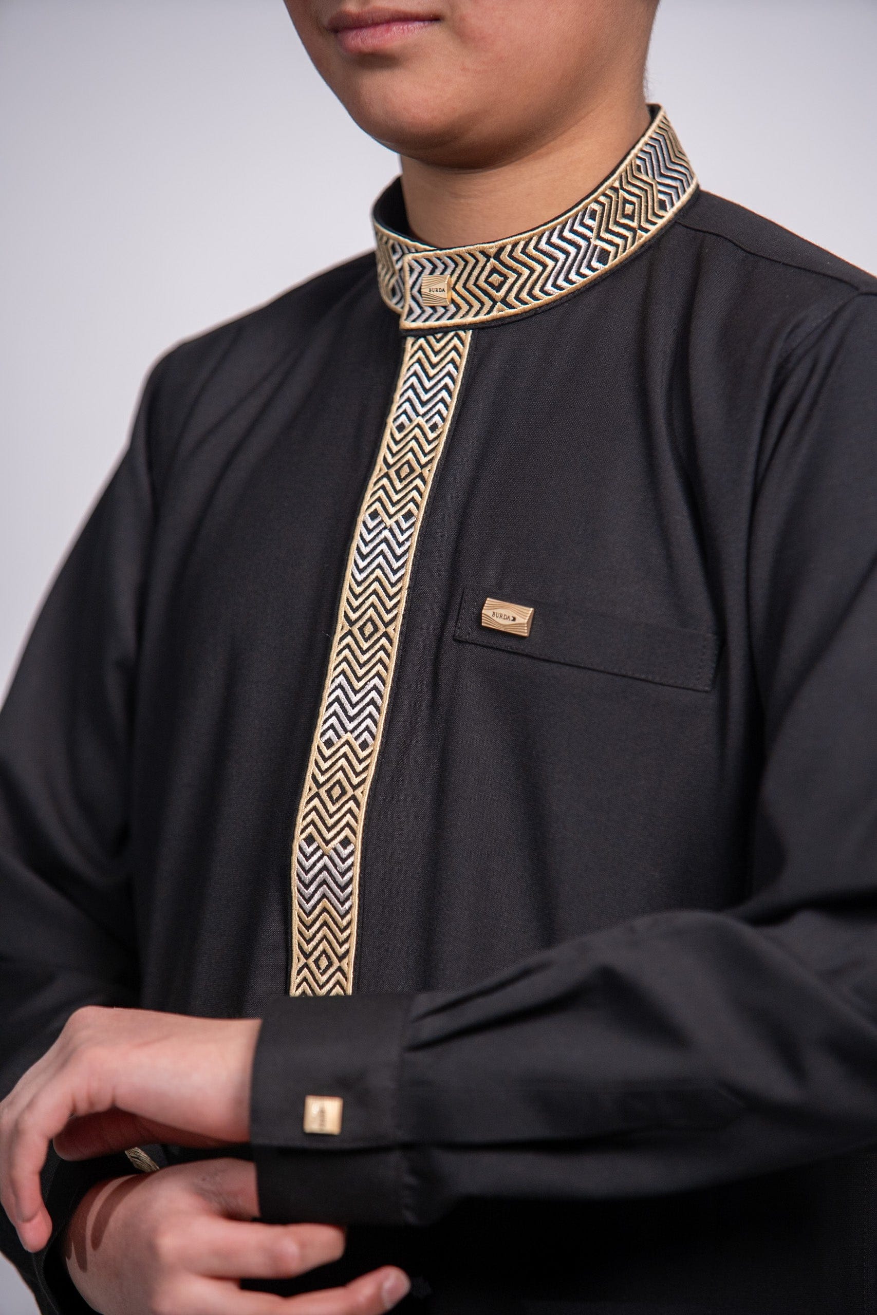 Kids Premium Thobe 215 Black - Image 3