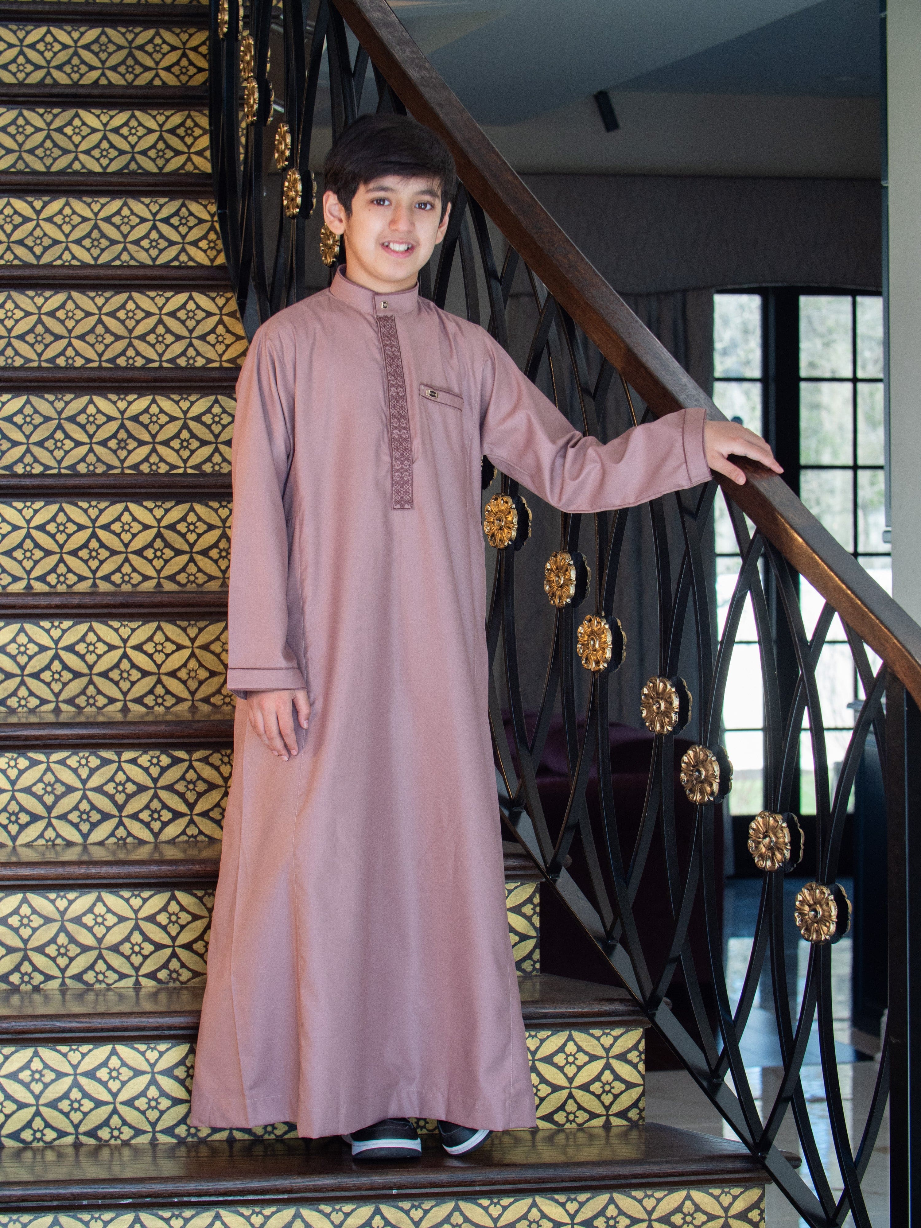 Kids Premium Thobe 111D Peach - Image 4