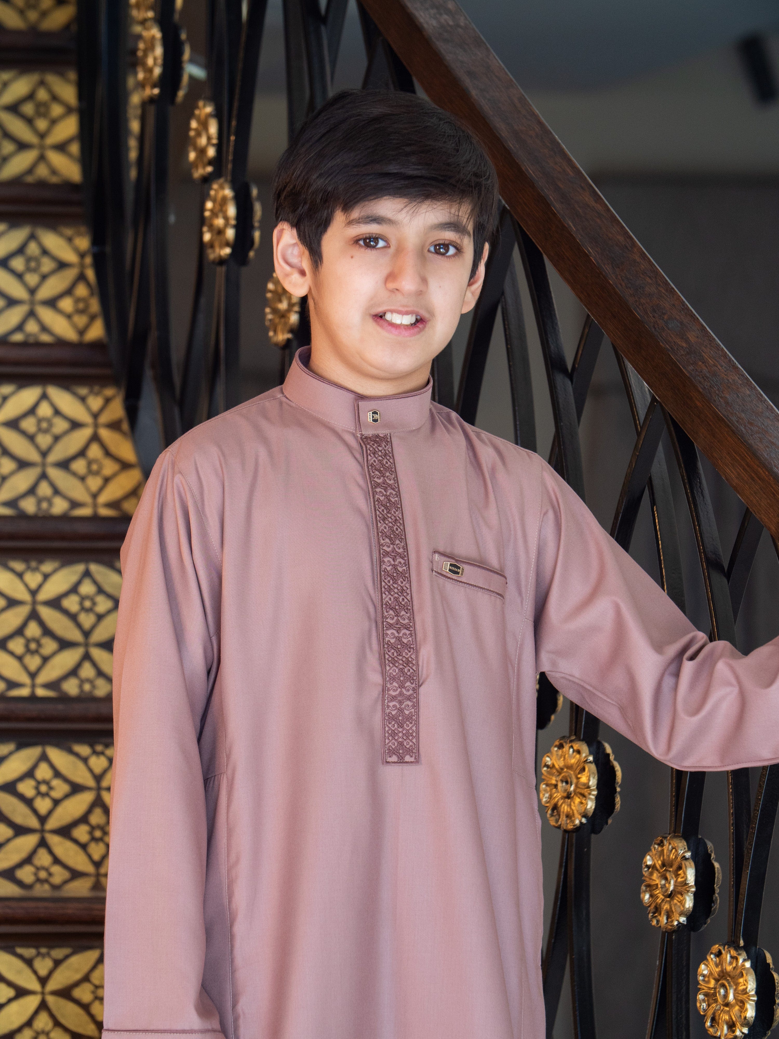 Kids Premium Thobe 111D Peach - Image 5
