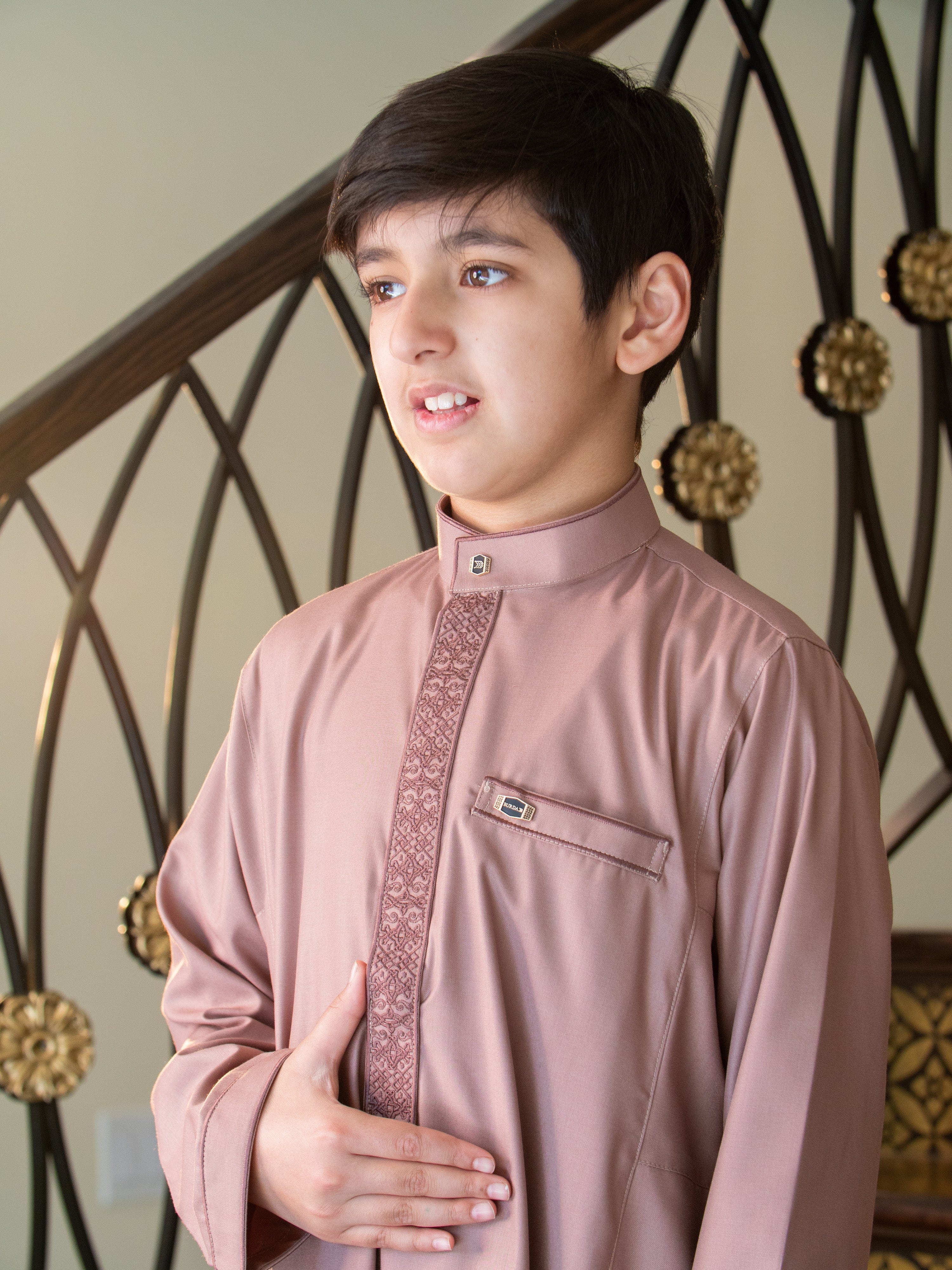 Kids Premium Thobe 111D Peach - Image 7