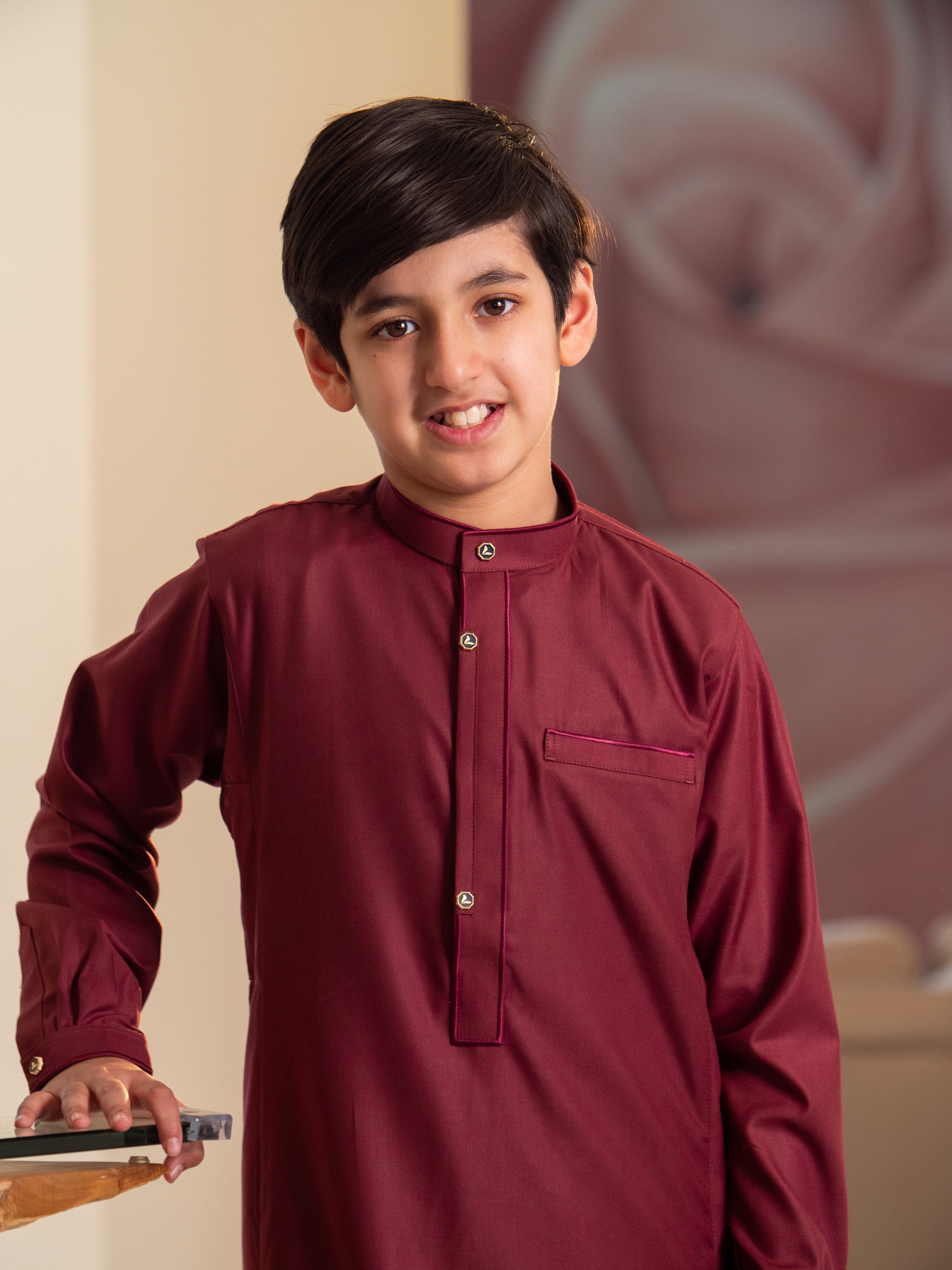 Kids Thobe 121 Maroon - Image 10