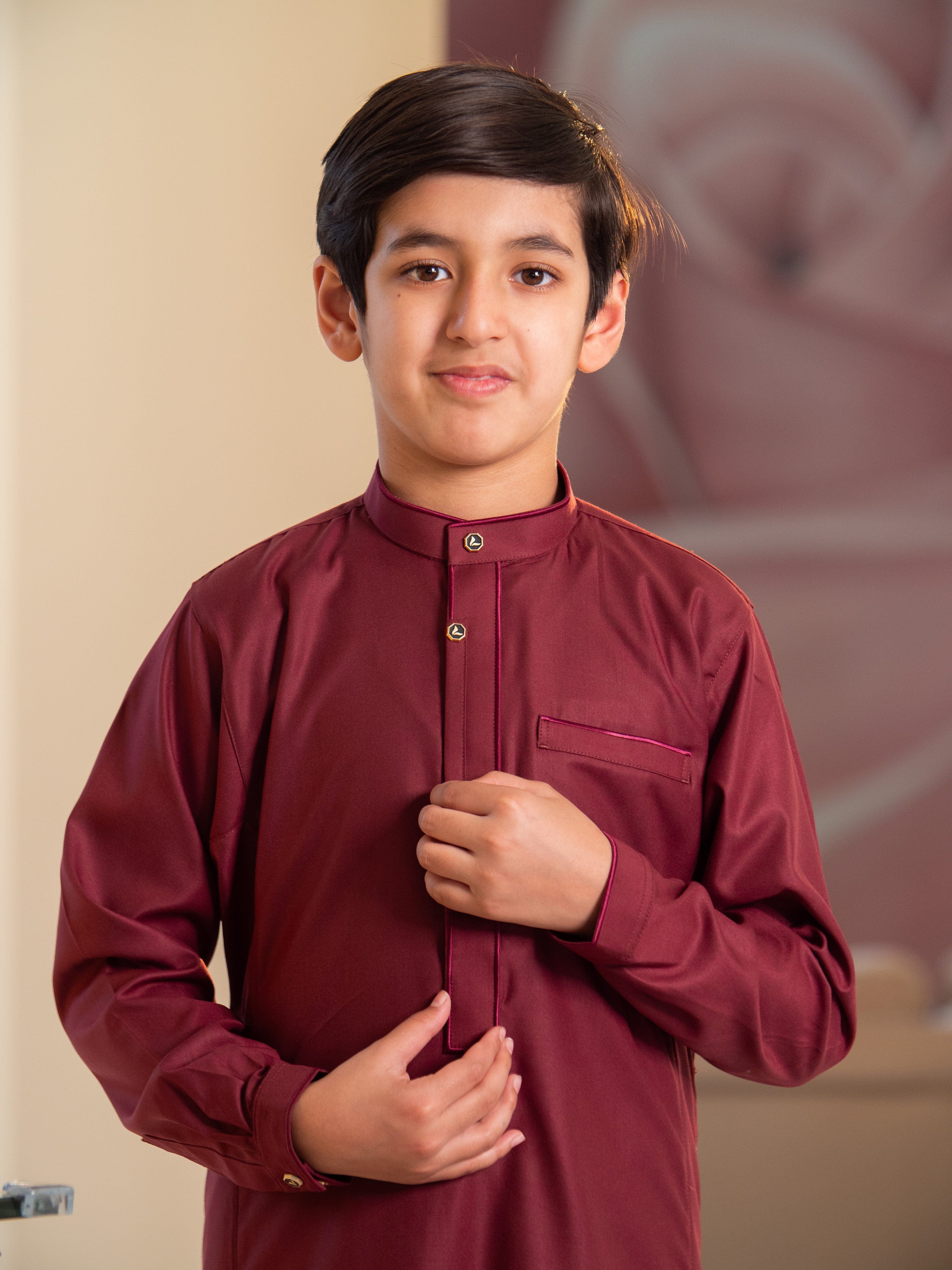 Kids Thobe 121 Maroon - Image 7