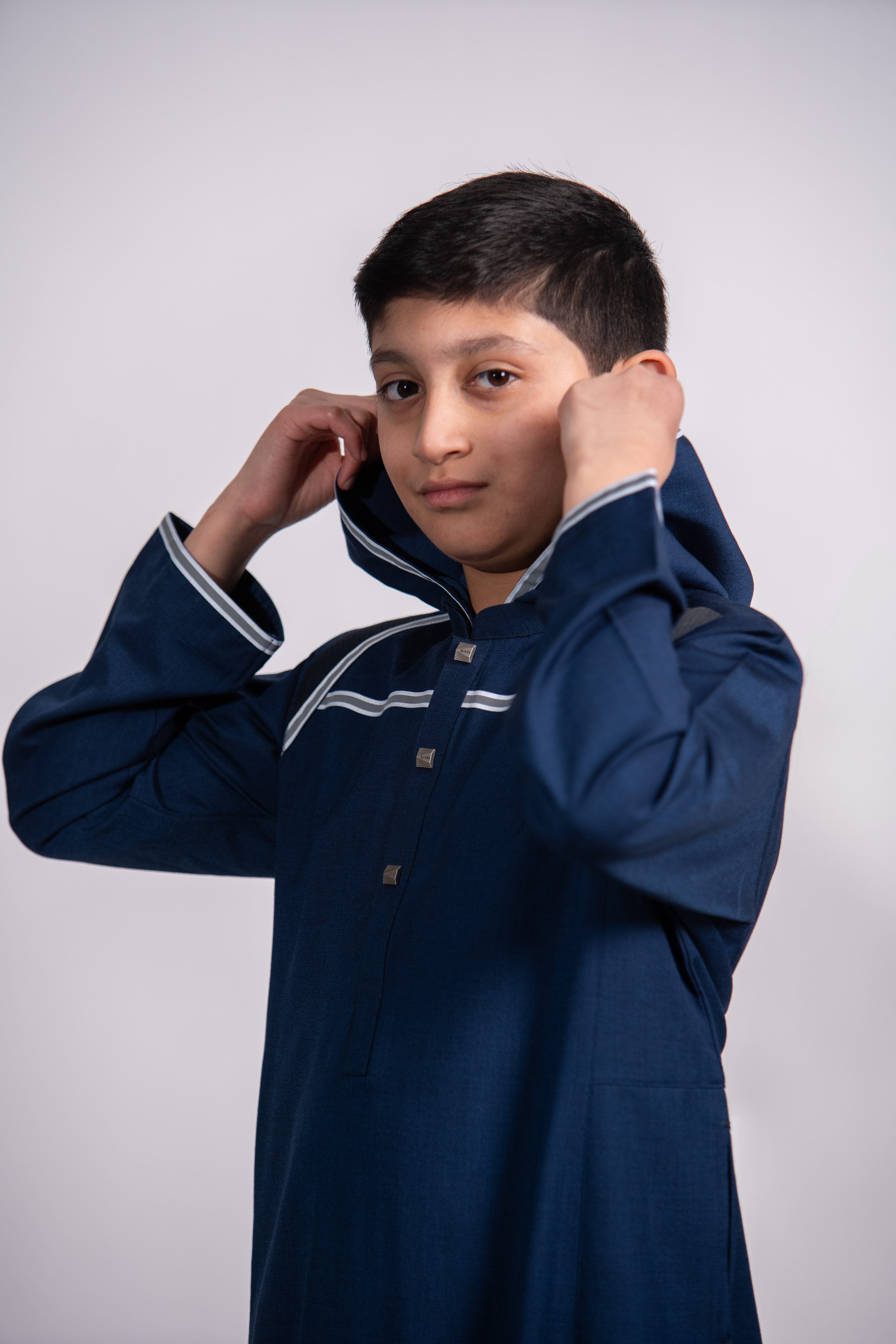 Kids Premium Thobe 209 Navy - Image 7