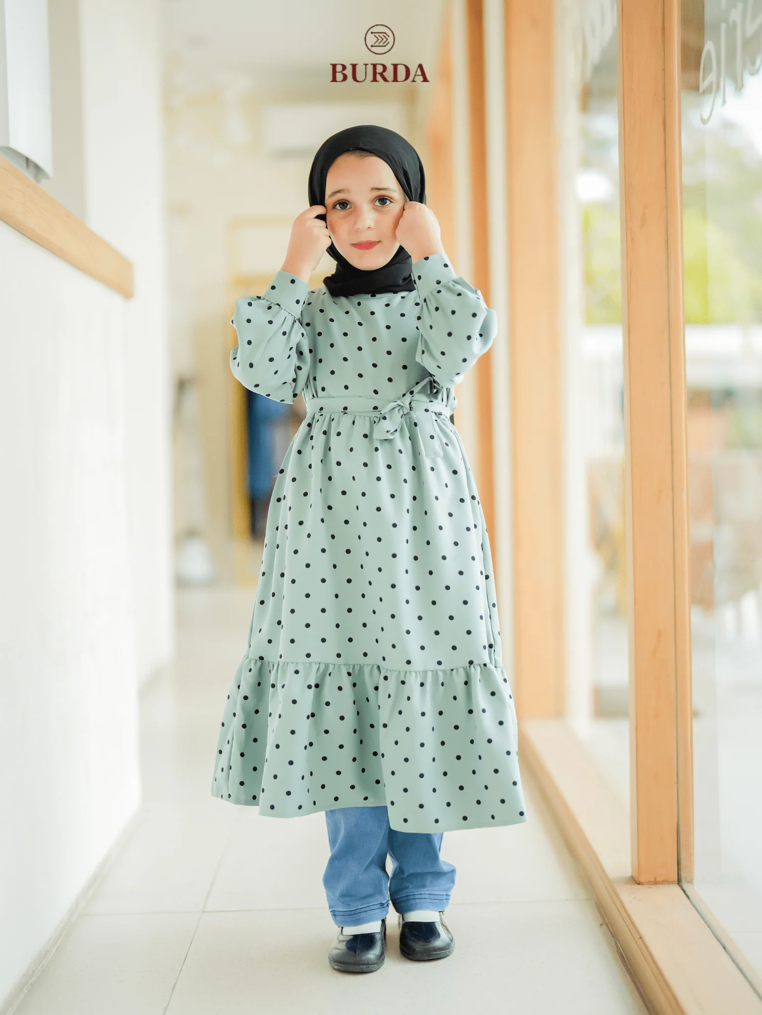 Kid's Turquoise Polka Dot Dress - Image 12