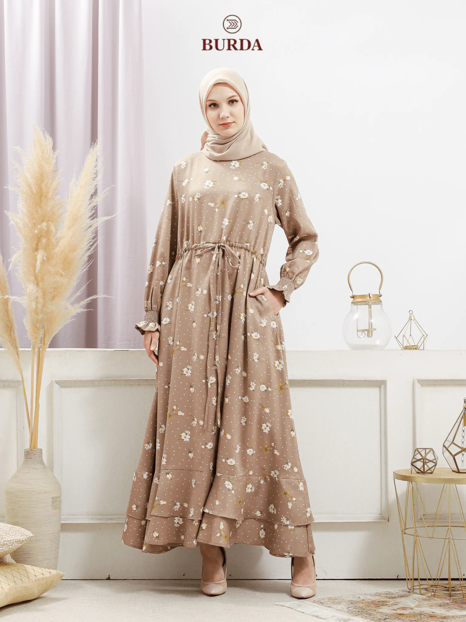 Women's Beige Floral Dress - Image 6