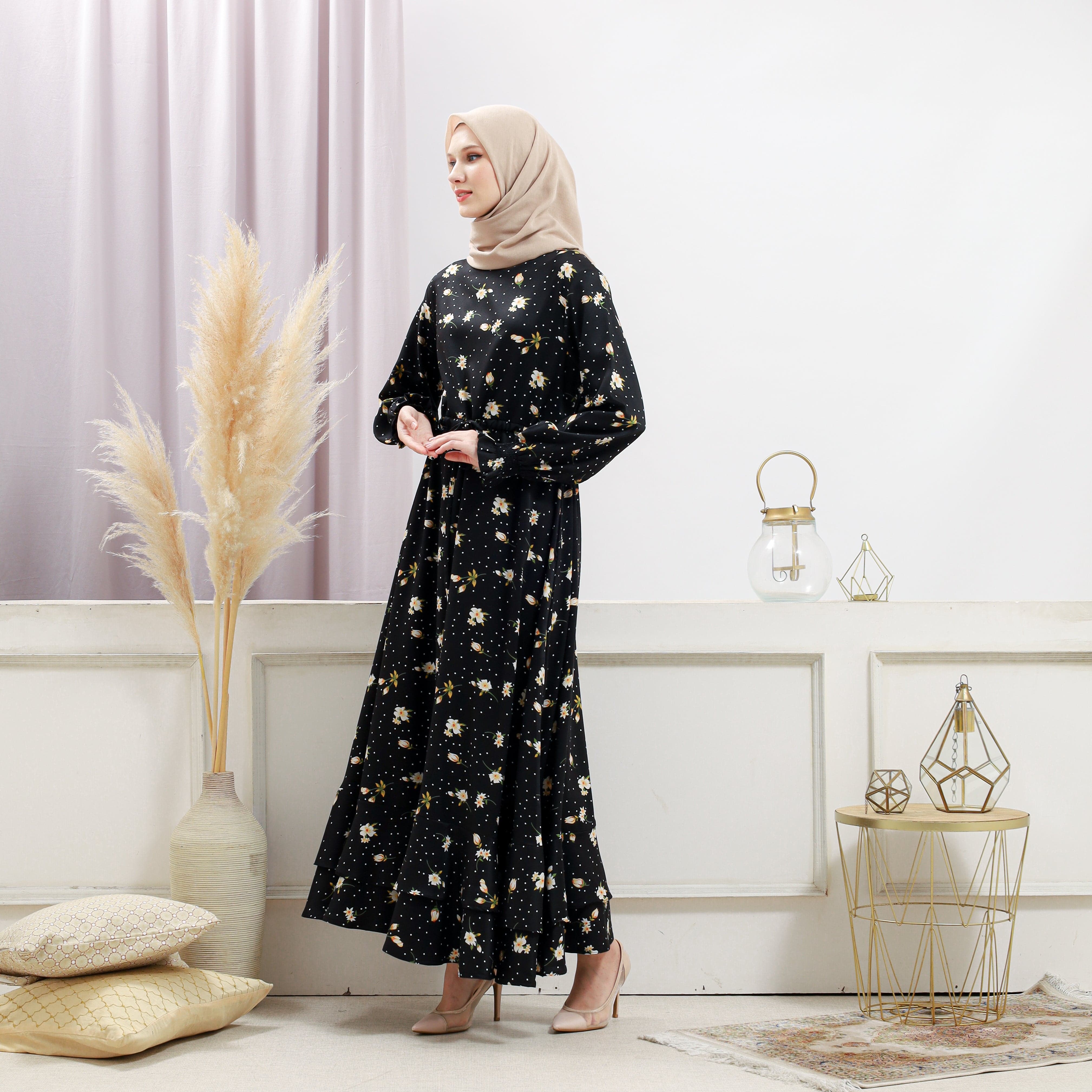 Women's Black Floral Dress - Image 10