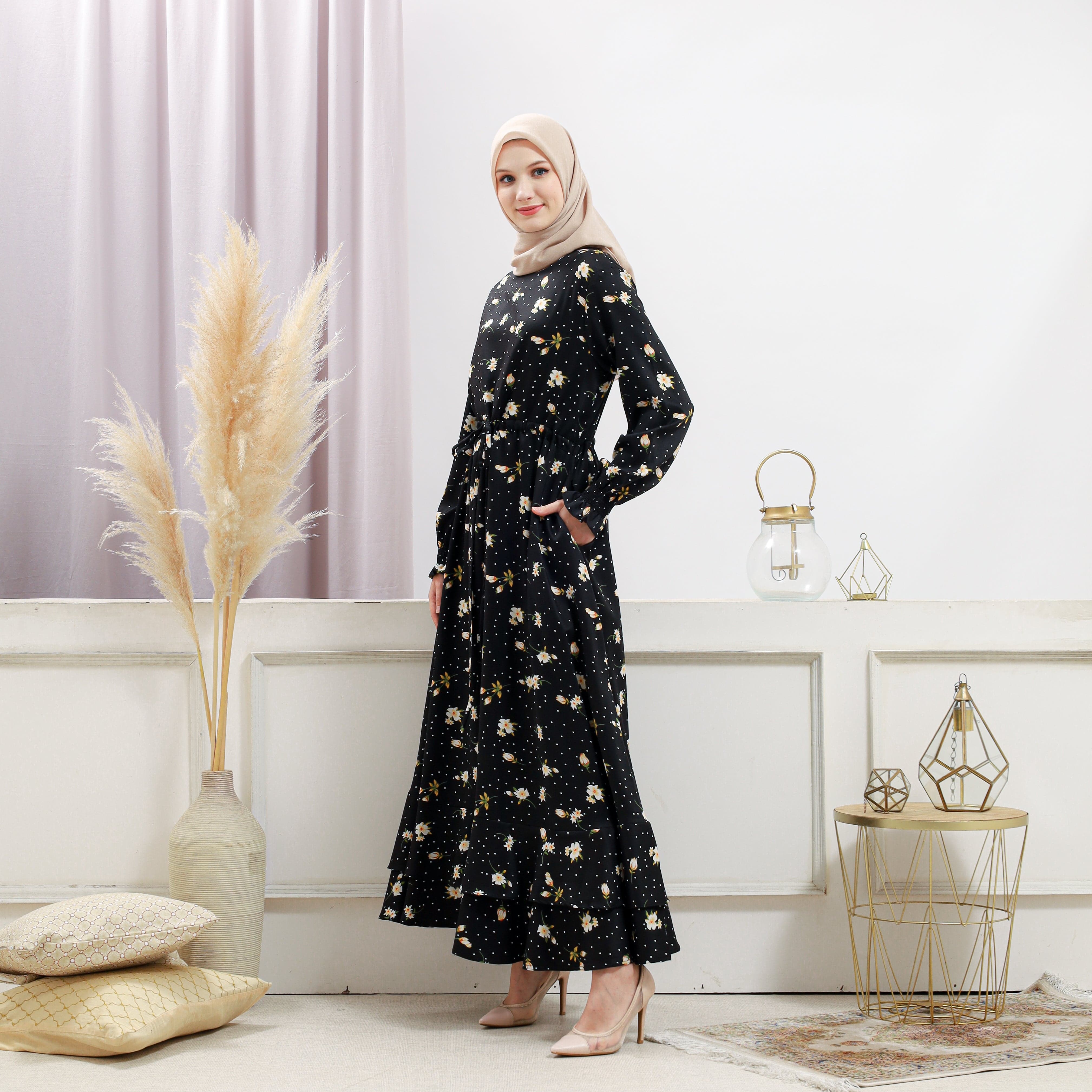 Women's Black Floral Dress - Image 11