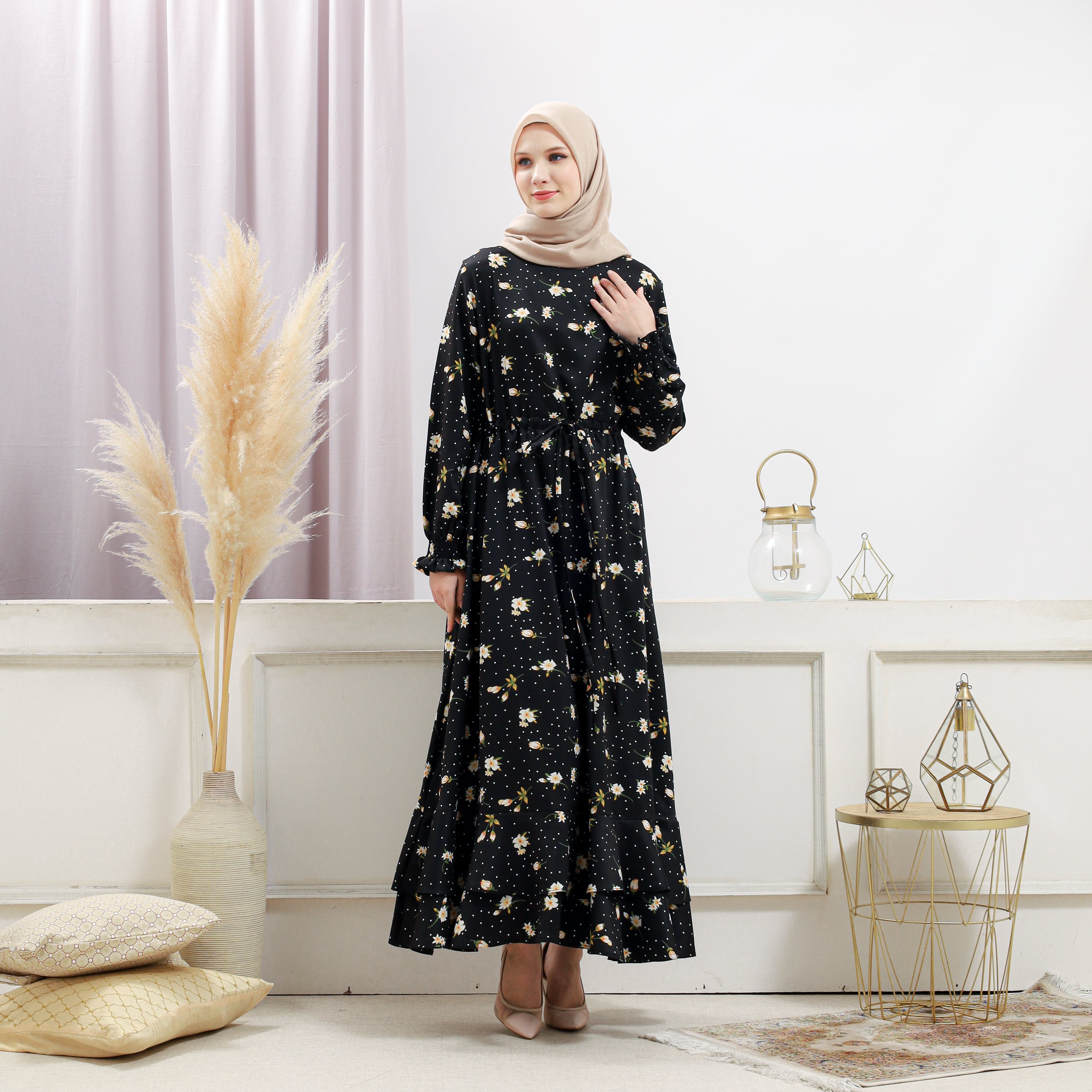 Women's Black Floral Dress - Image 4