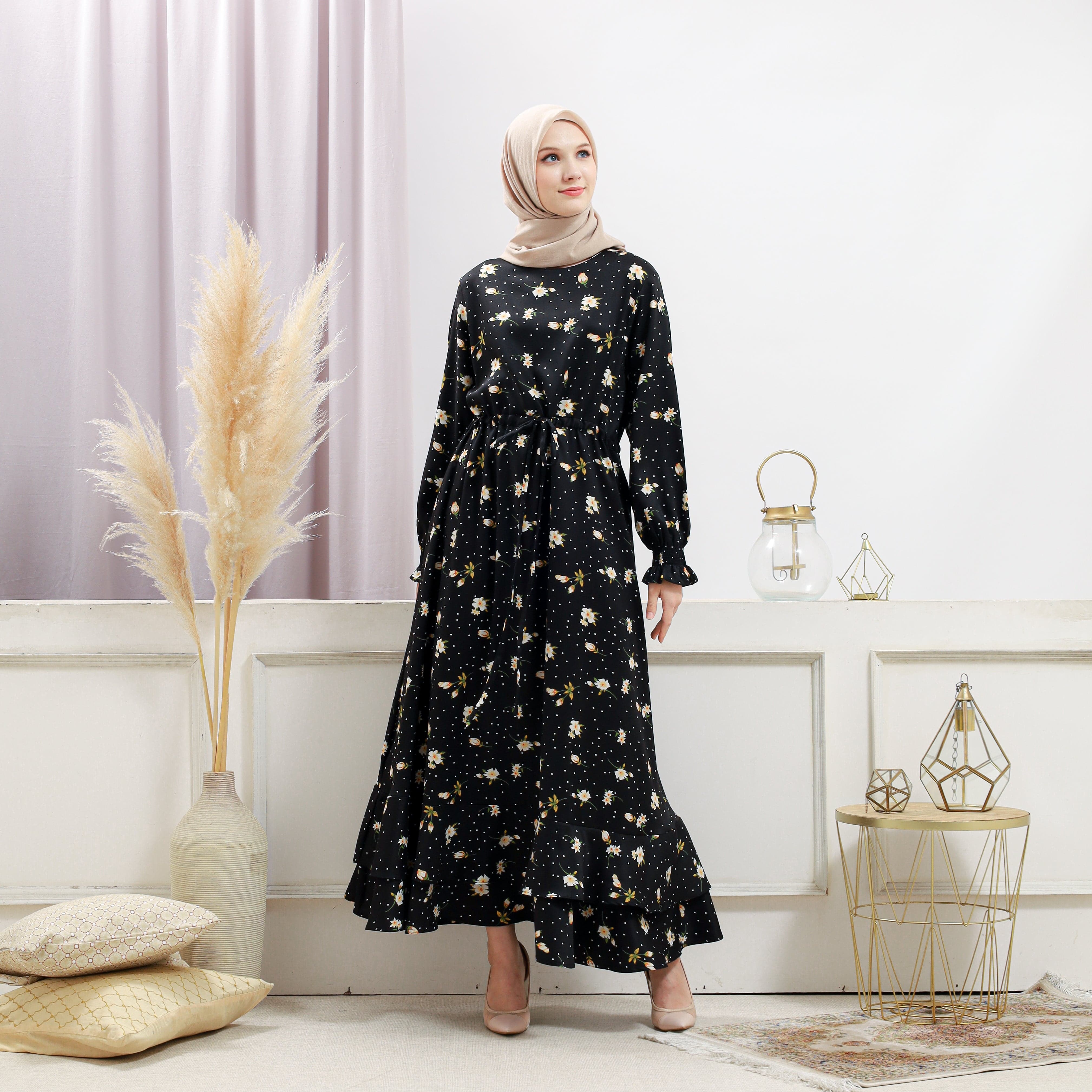 Women's Black Floral Dress - Image 5