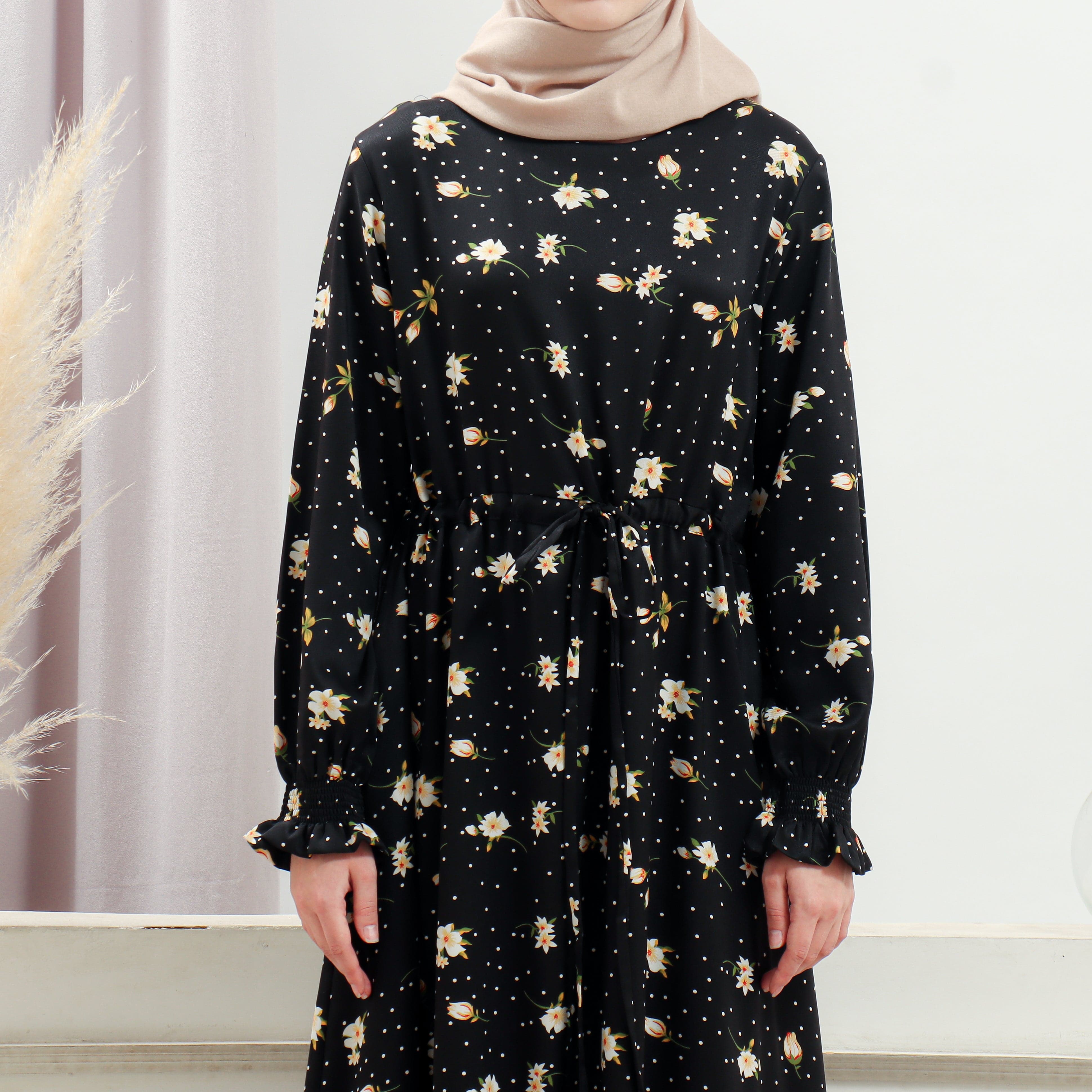 Women's Black Floral Dress - Image 6