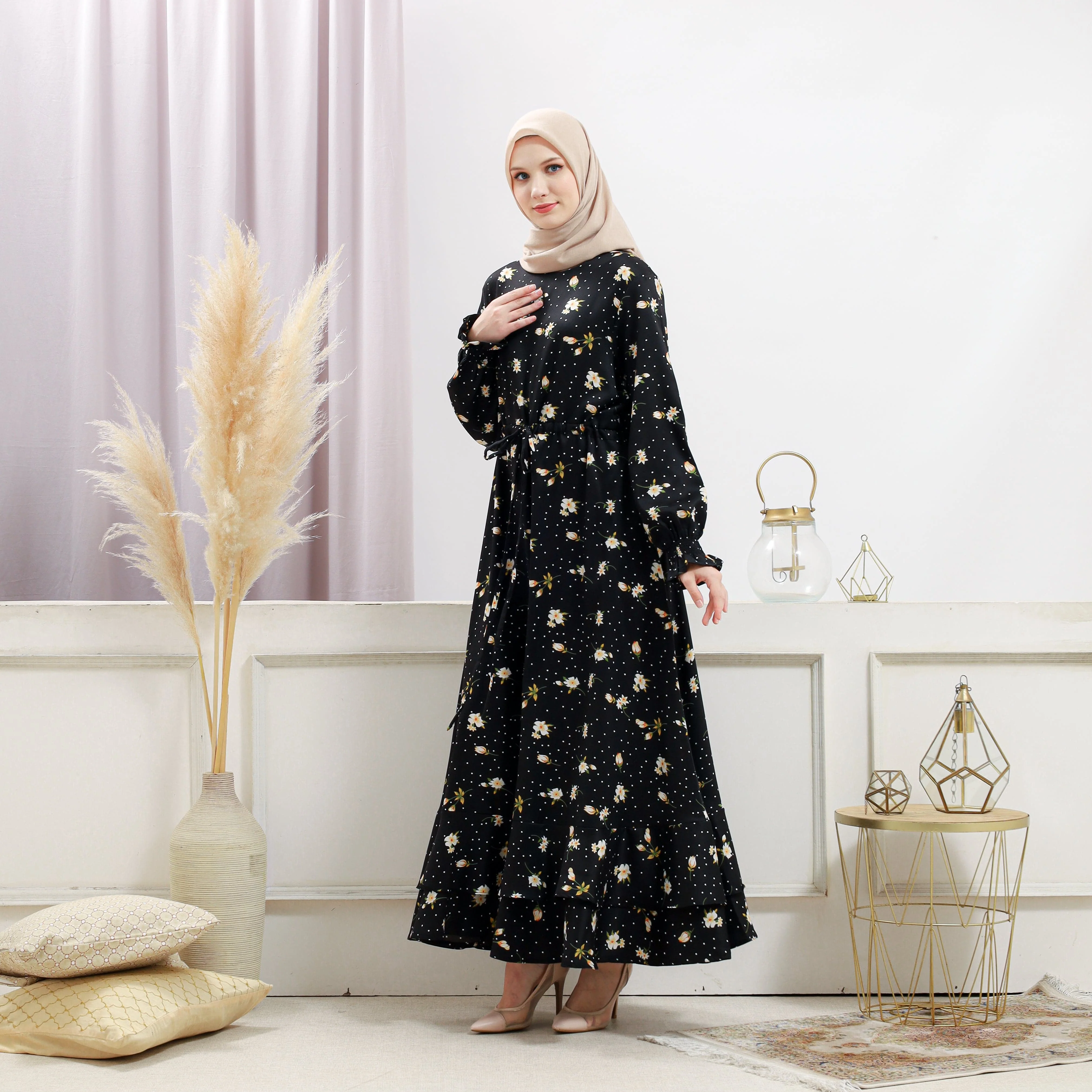 Women's Black Floral Dress - Image 7