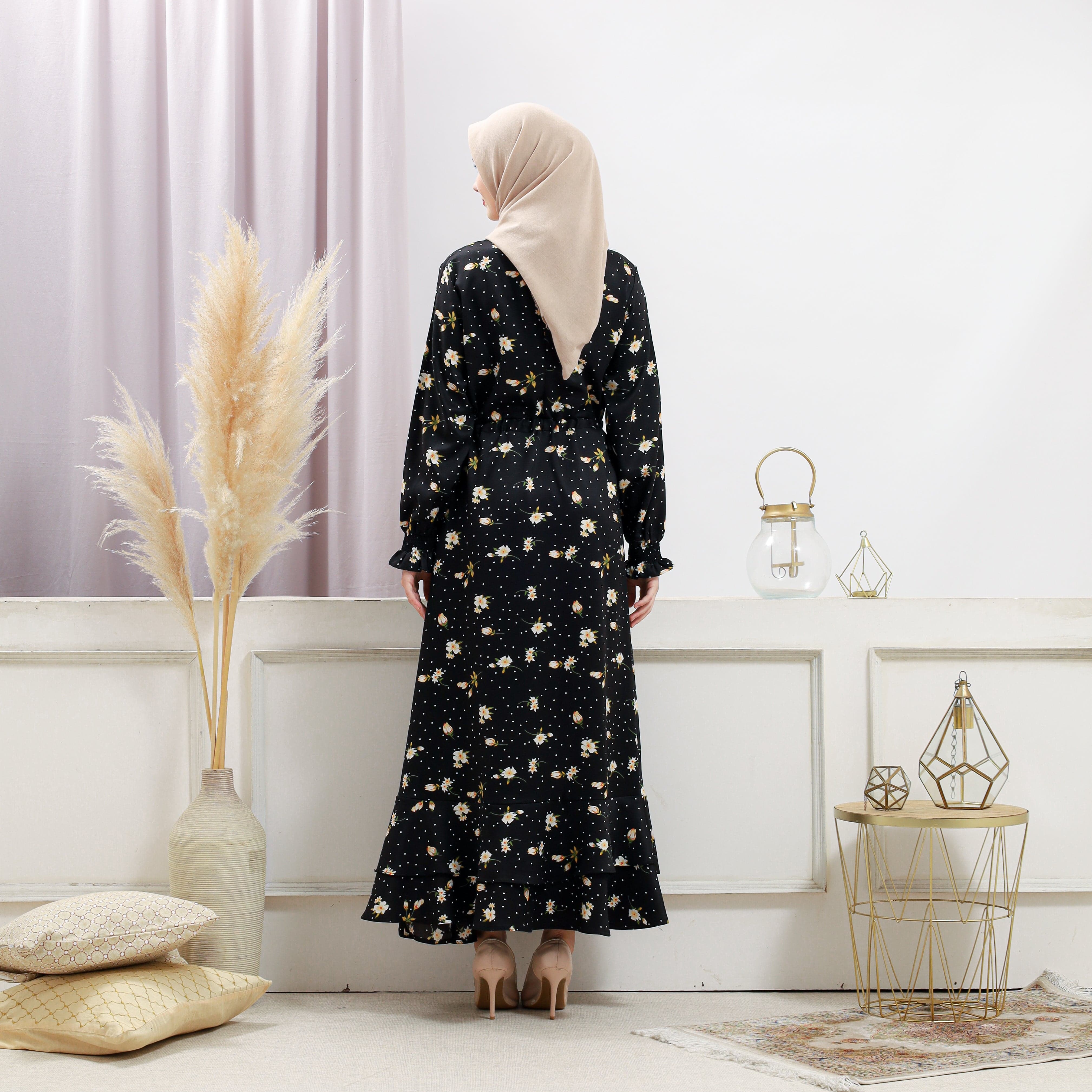 Women's Black Floral Dress - Image 8