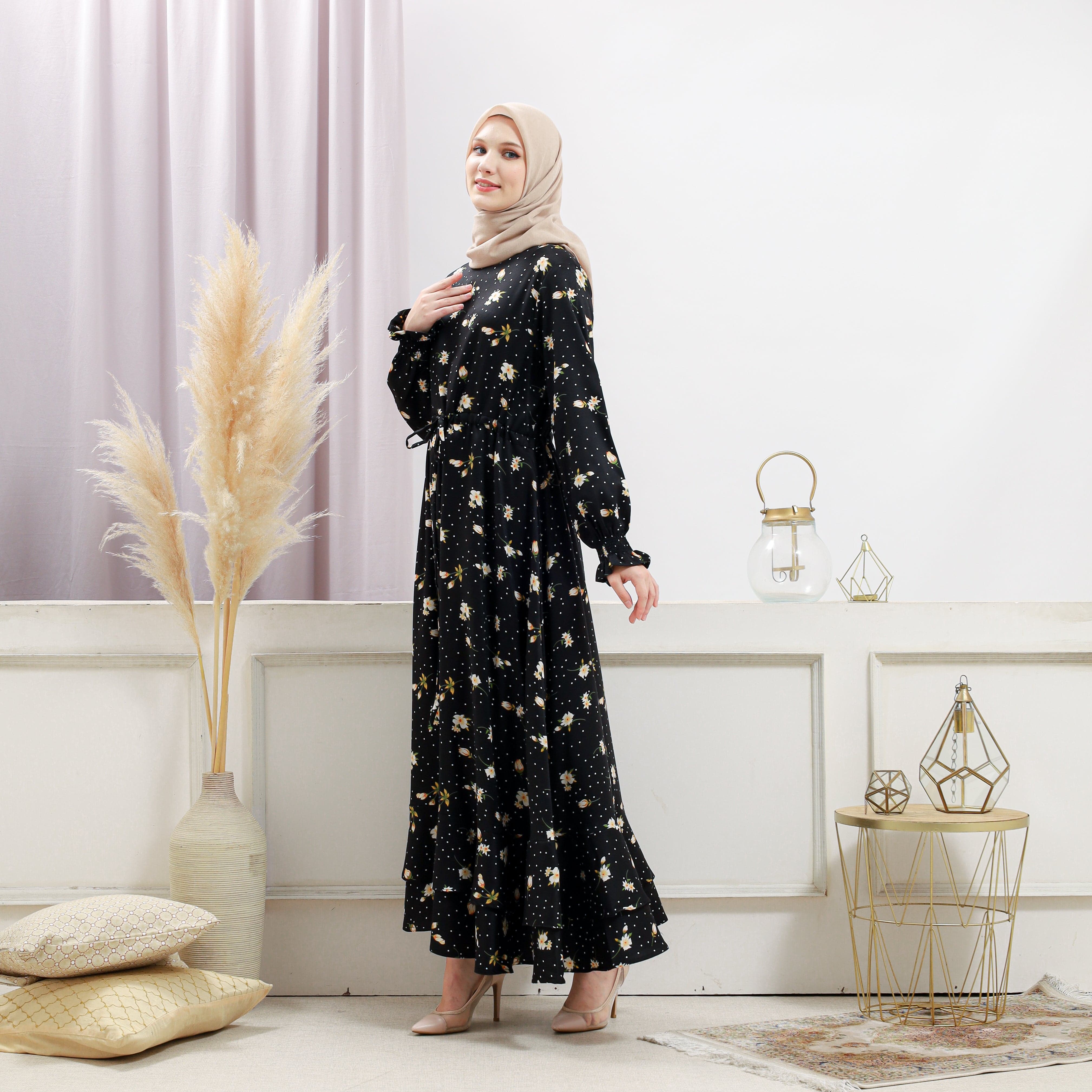 Women's Black Floral Dress - Image 9