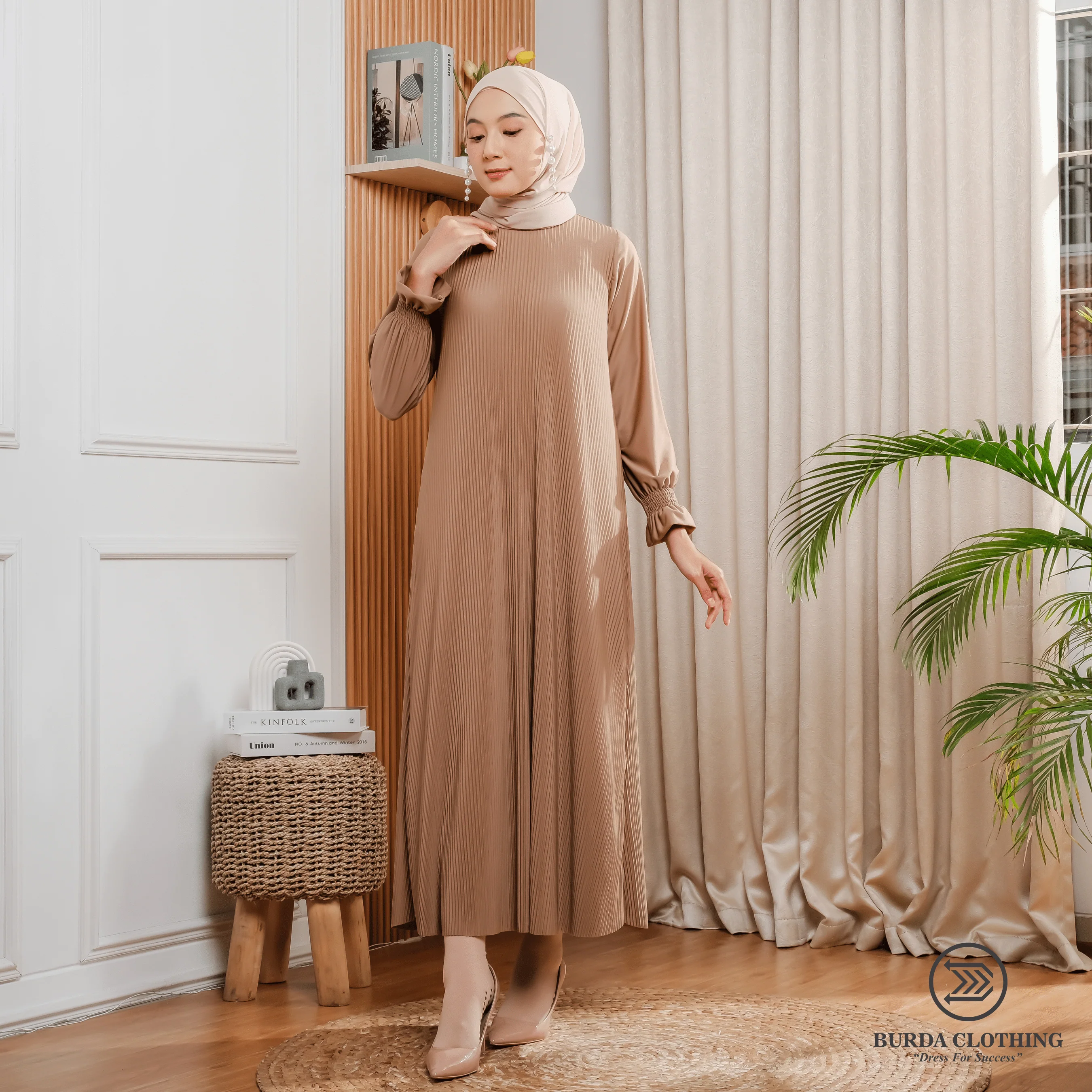 Women's Plain Dress Brown - Image 18