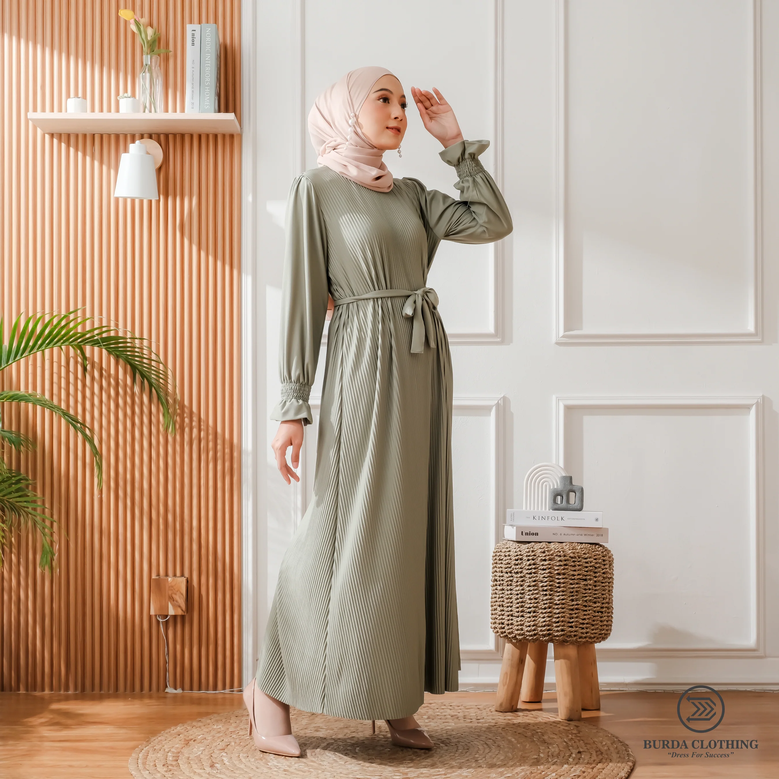 Women's Plain Dress Green - Image 3