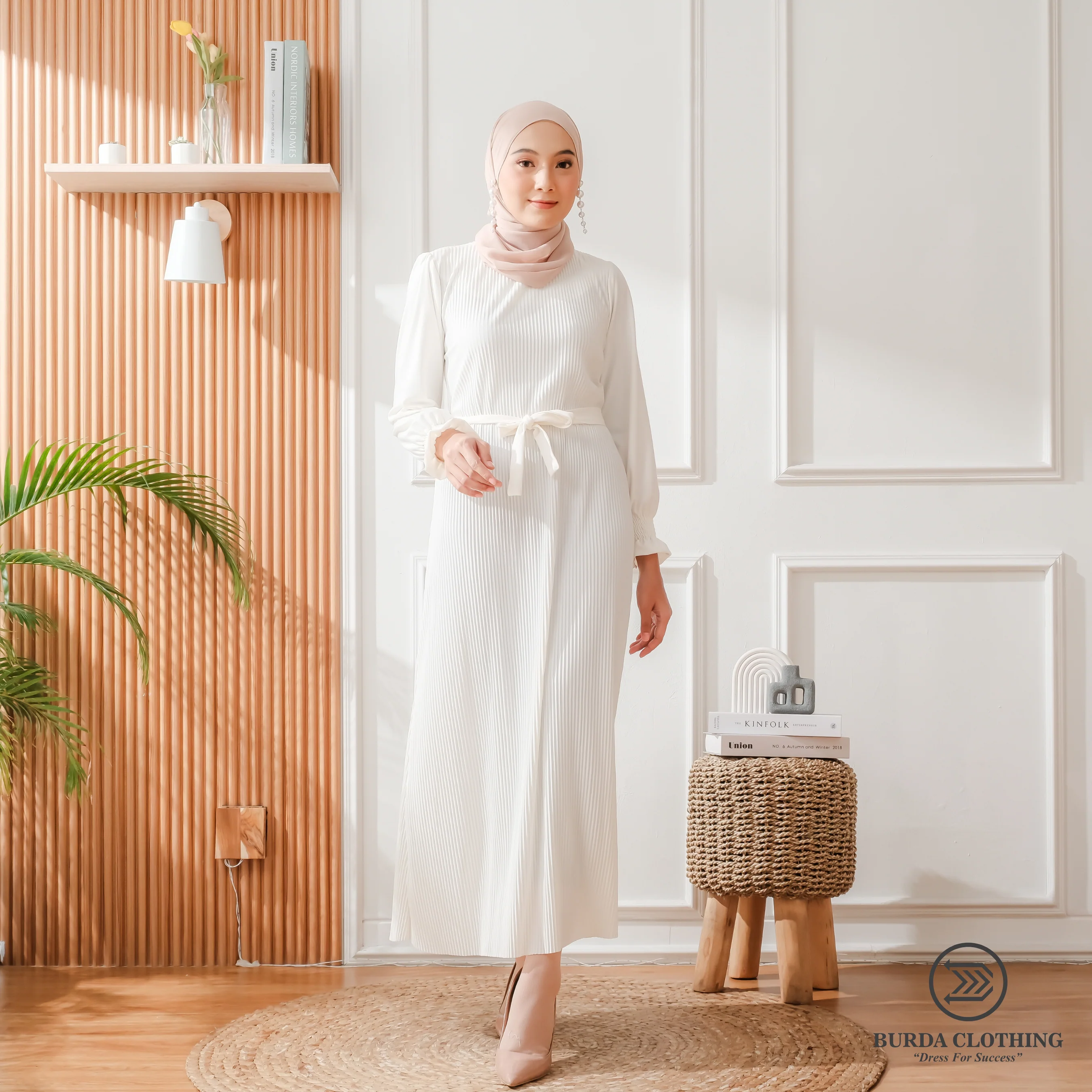 Women's Plain Dress White - Image 4