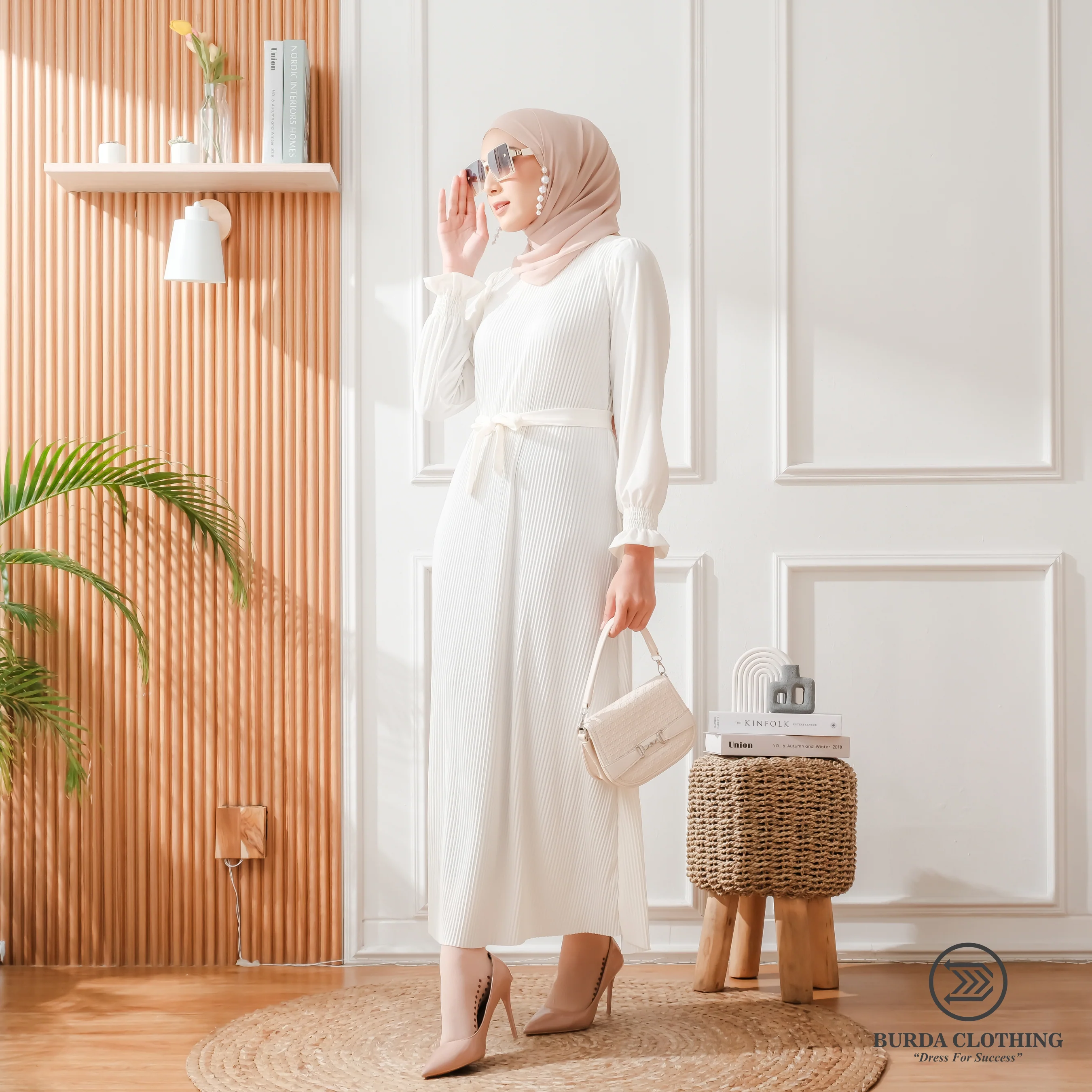 Women's Plain Dress White - Image 6