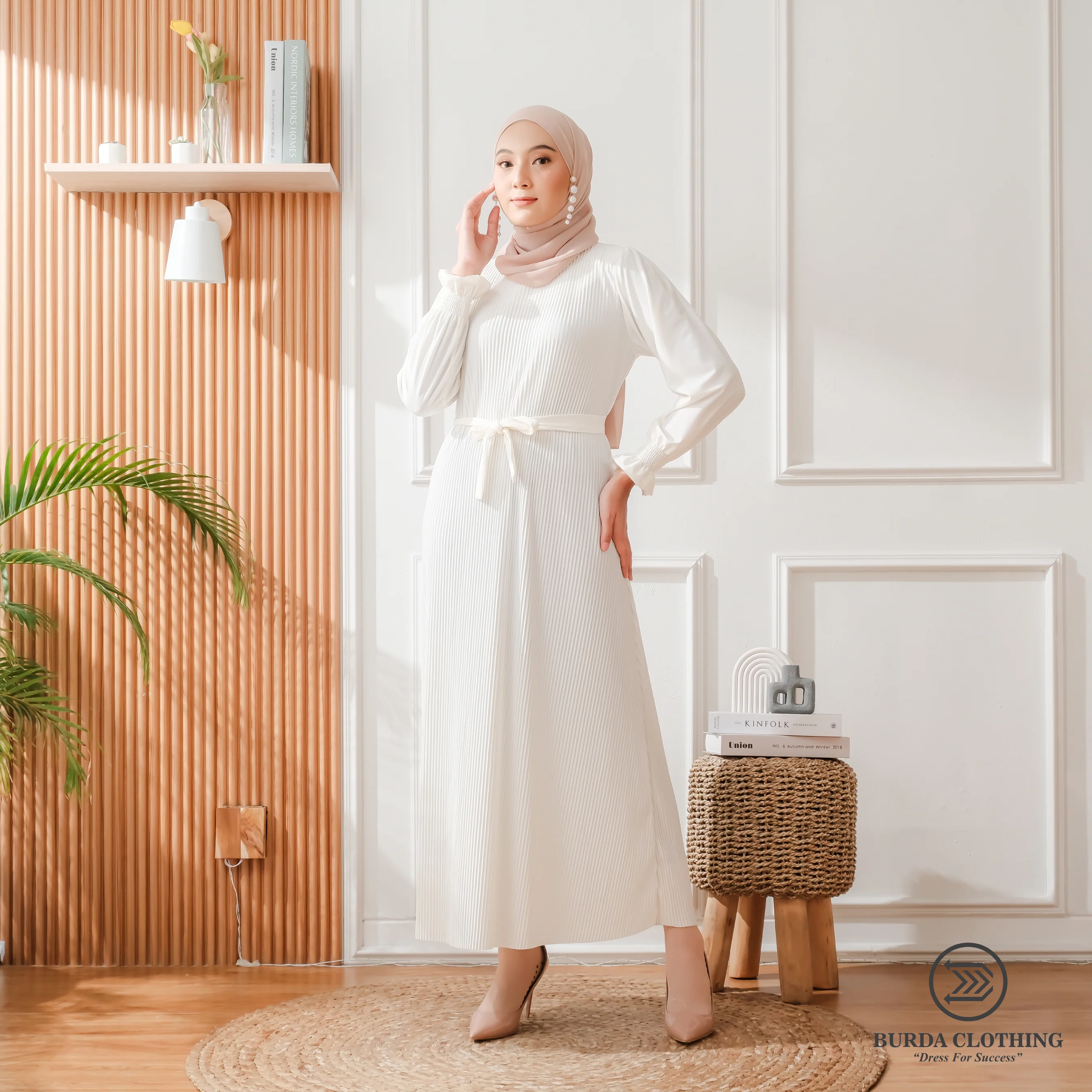 Women's Plain Dress White - Image 7