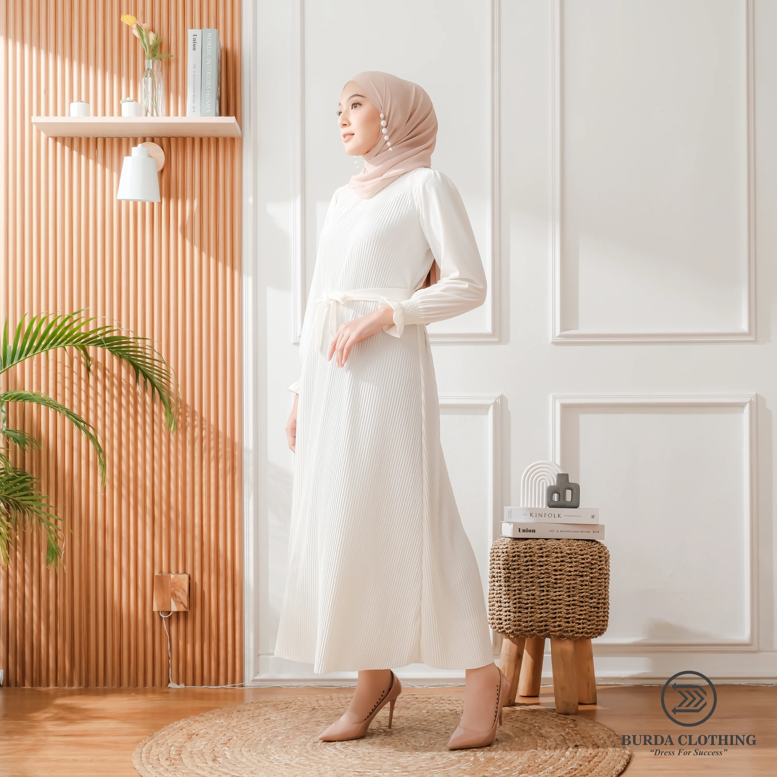 Women's Plain Dress White - Image 8