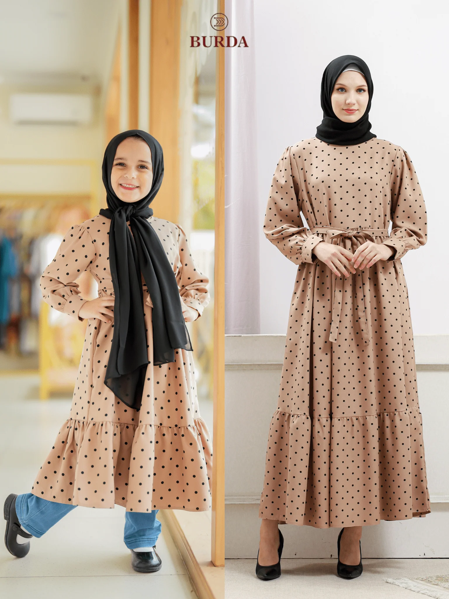 Women's Beige Polka Dot Dress - Image 15