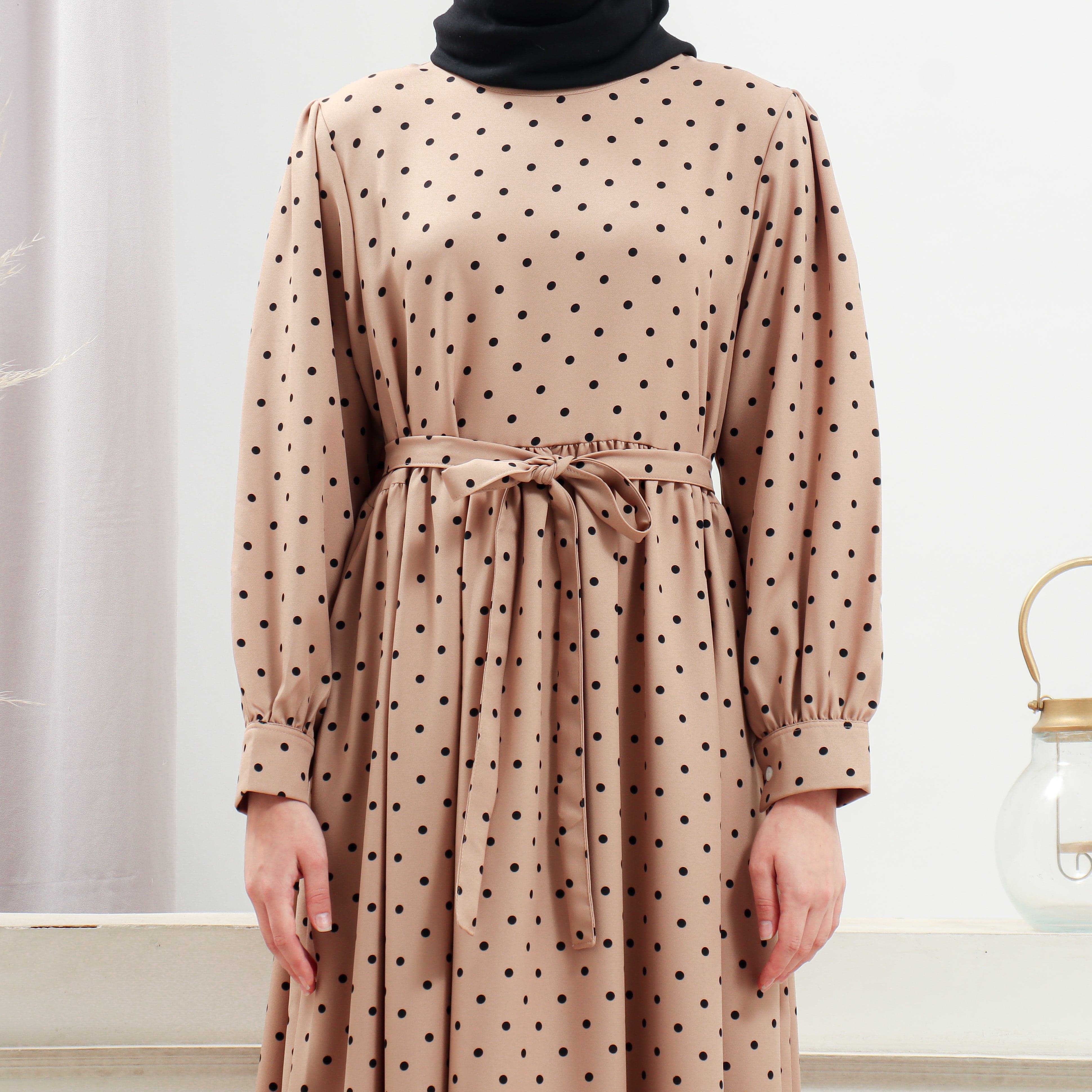 Women's Beige Polka Dot Dress - Image 6