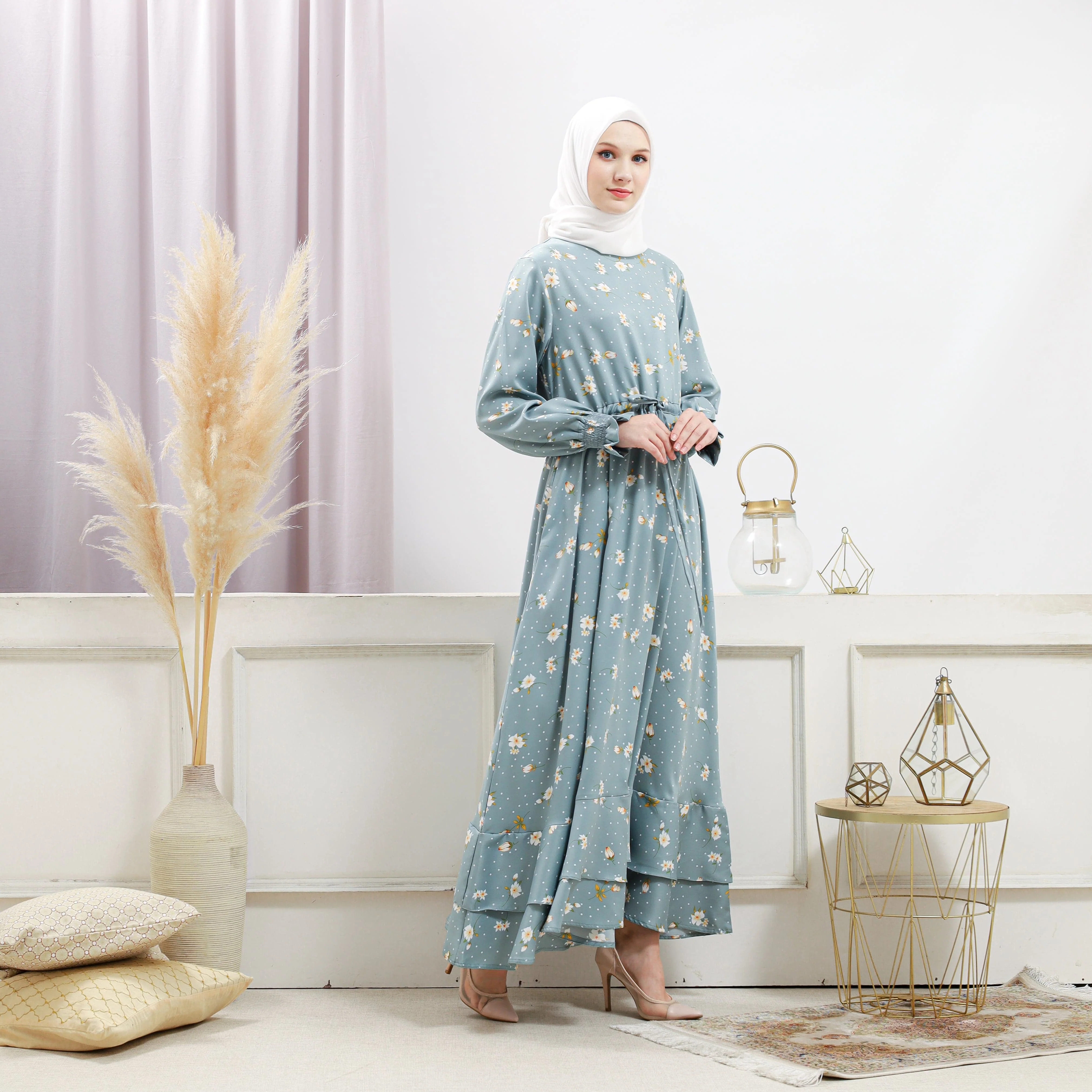 Women's Turquoise Floral Dress - Image 4