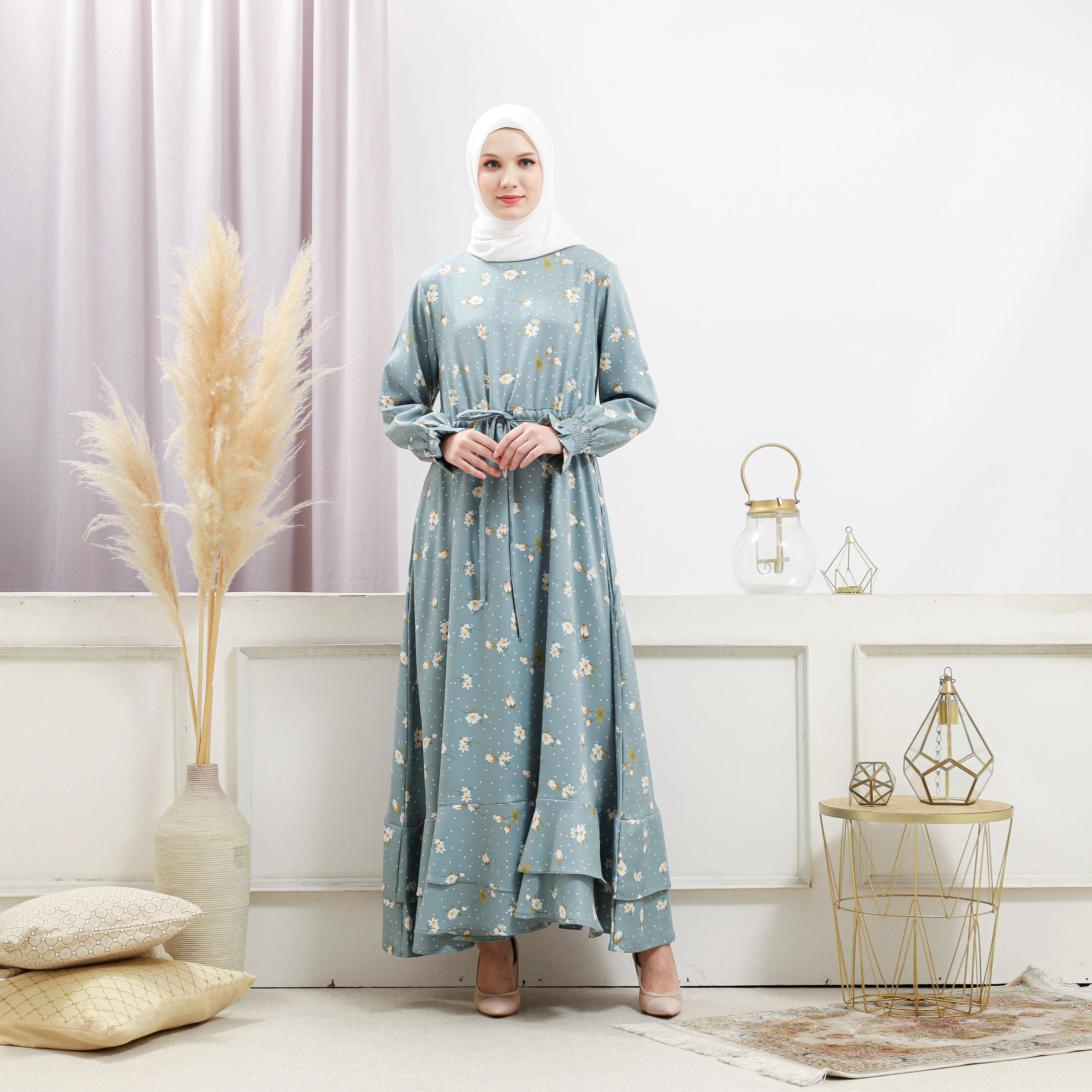 Women's Turquoise Floral Dress - Image 7